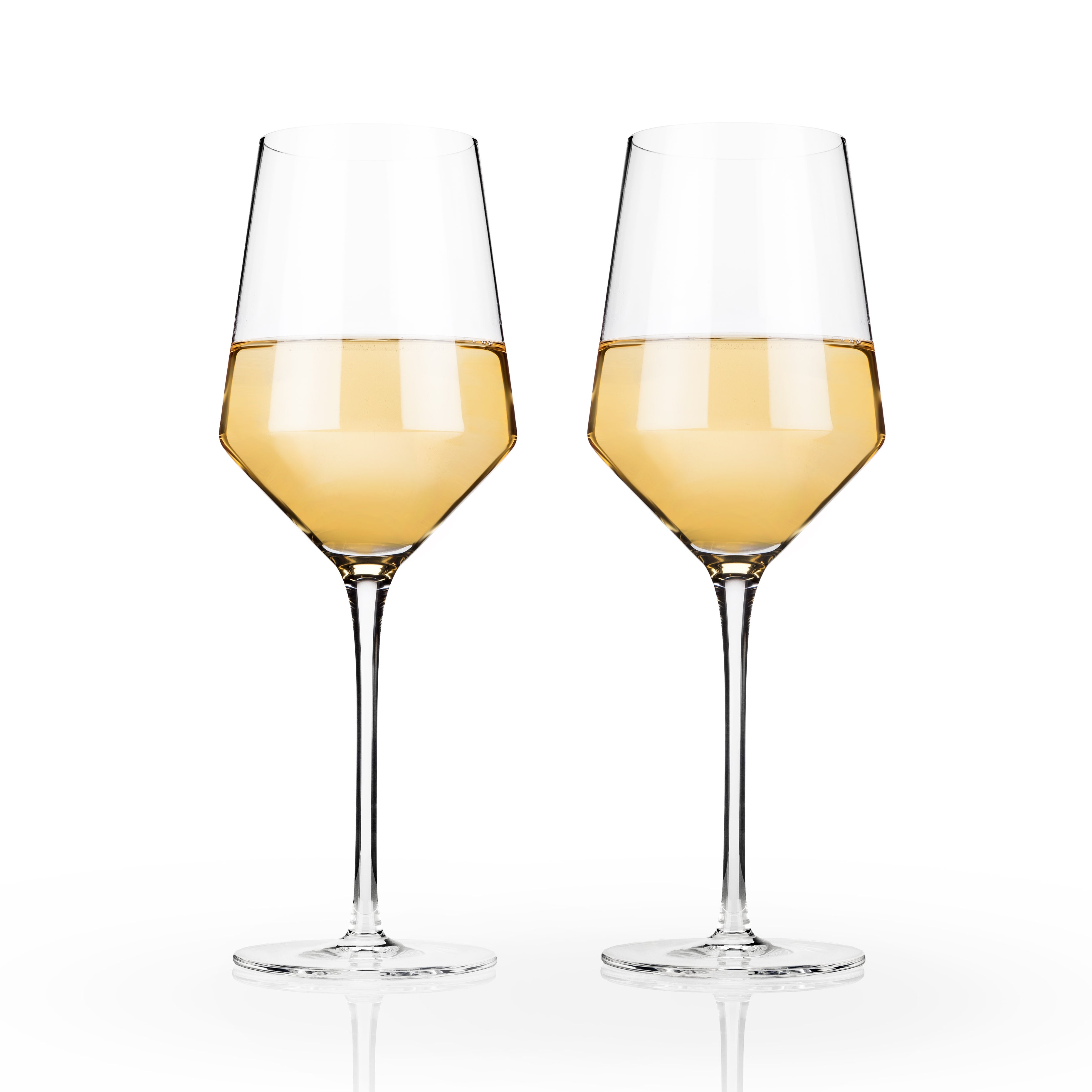 Premium Raye Angled Crystal Chardonnay Wine Glasses Set of 2 - Elegant Stemware for Fine Dining, Romantic Dinners & Wine Tasting Events