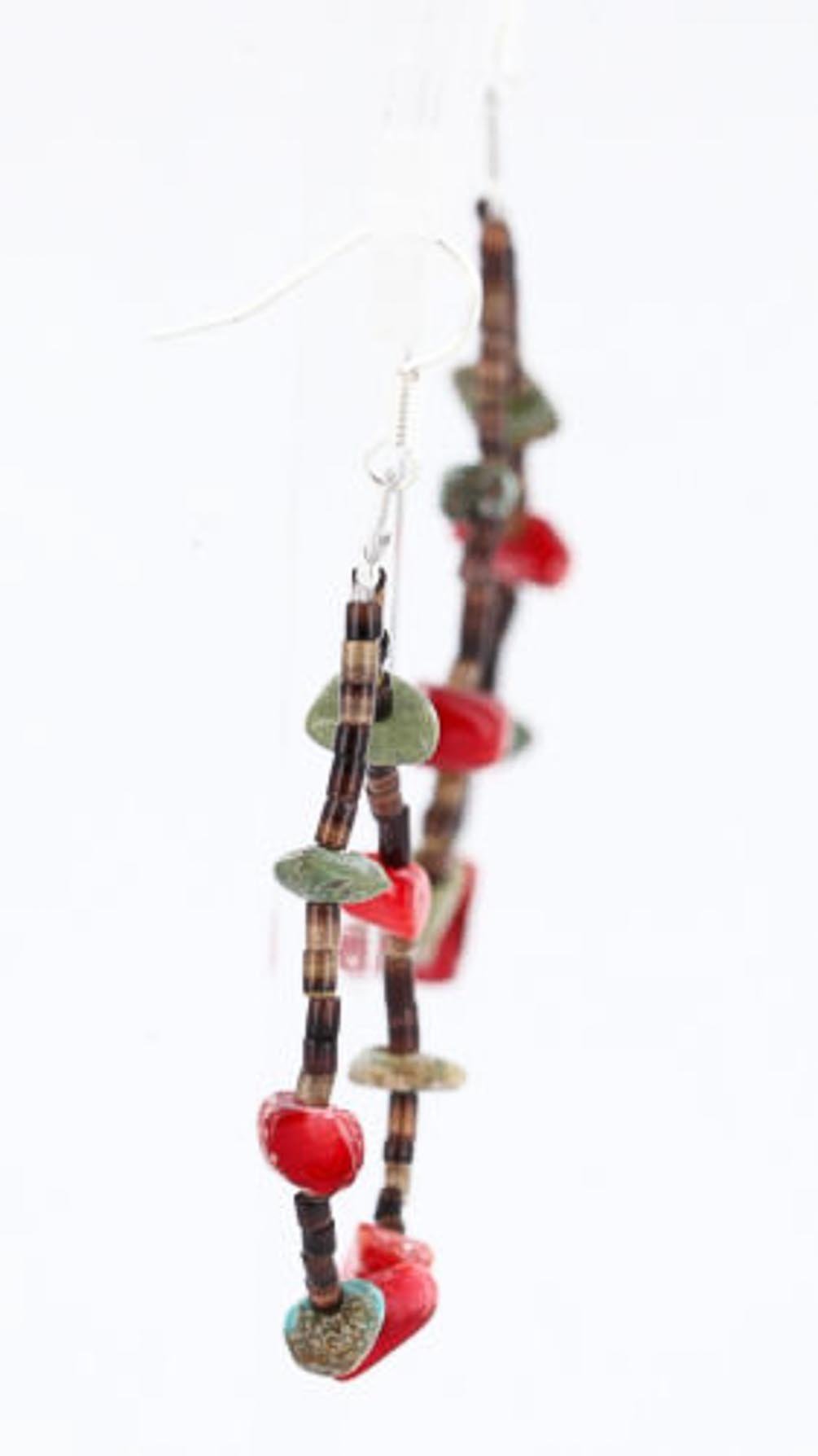Certified Authentic Navajo .925 Sterling Silver Earrings with Natural Turquoise & Coral - Native American Handmade Jewelry for Women, Perfect for Festivals, Weddings & Boho Fashion