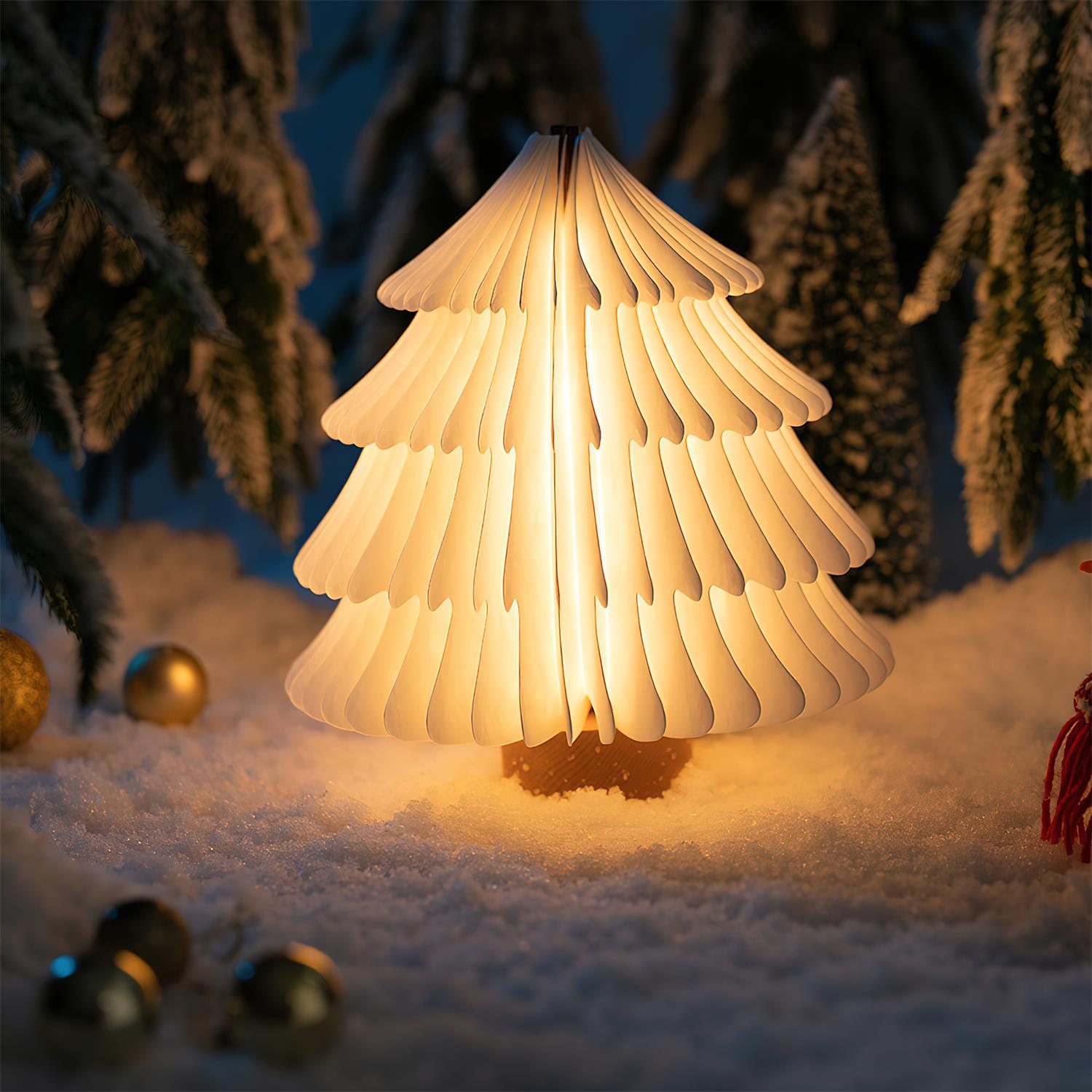 Foldable Christmas Tree Table Lamp - Decorative Holiday LED Light for Home, Office & Party Decor