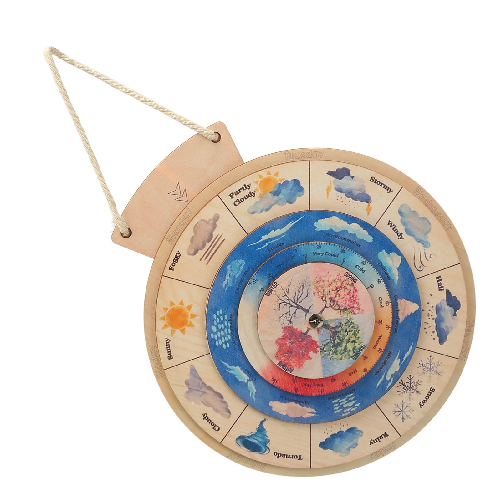 Educational Wooden Calendar Clock for Kids - Learn Weather, Seasons, Temperature & Time | Montessori Early Learning Toy for Classroom & Homeschool
