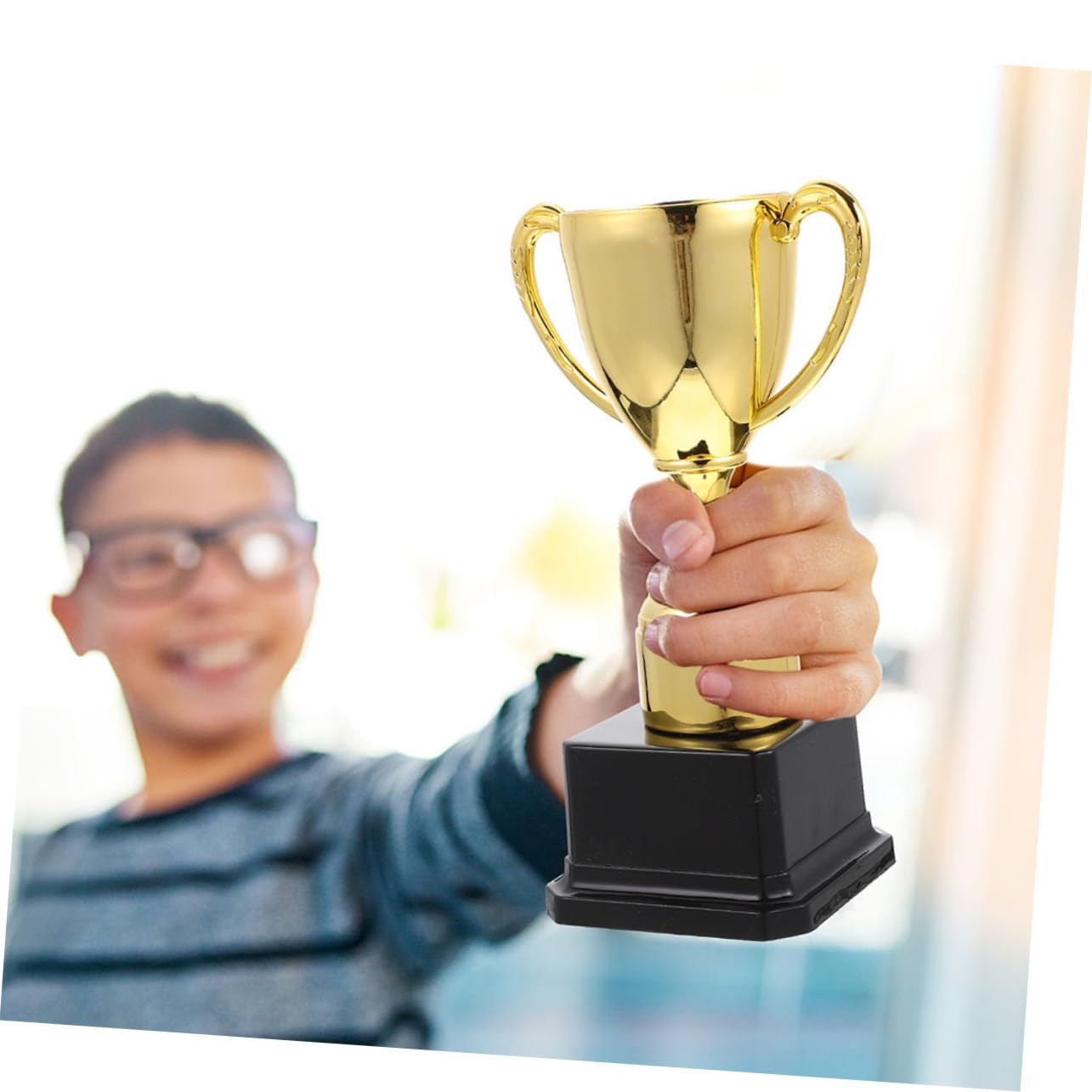 SWAYVES 2-Pack Small Sports Trophies - 1st Place Mini Football Party Awards, Compact Winner Trophies for Kids, Team Celebrations & Game Room Decor - Perfect for Soccer, Basketball & Baseball Tournaments