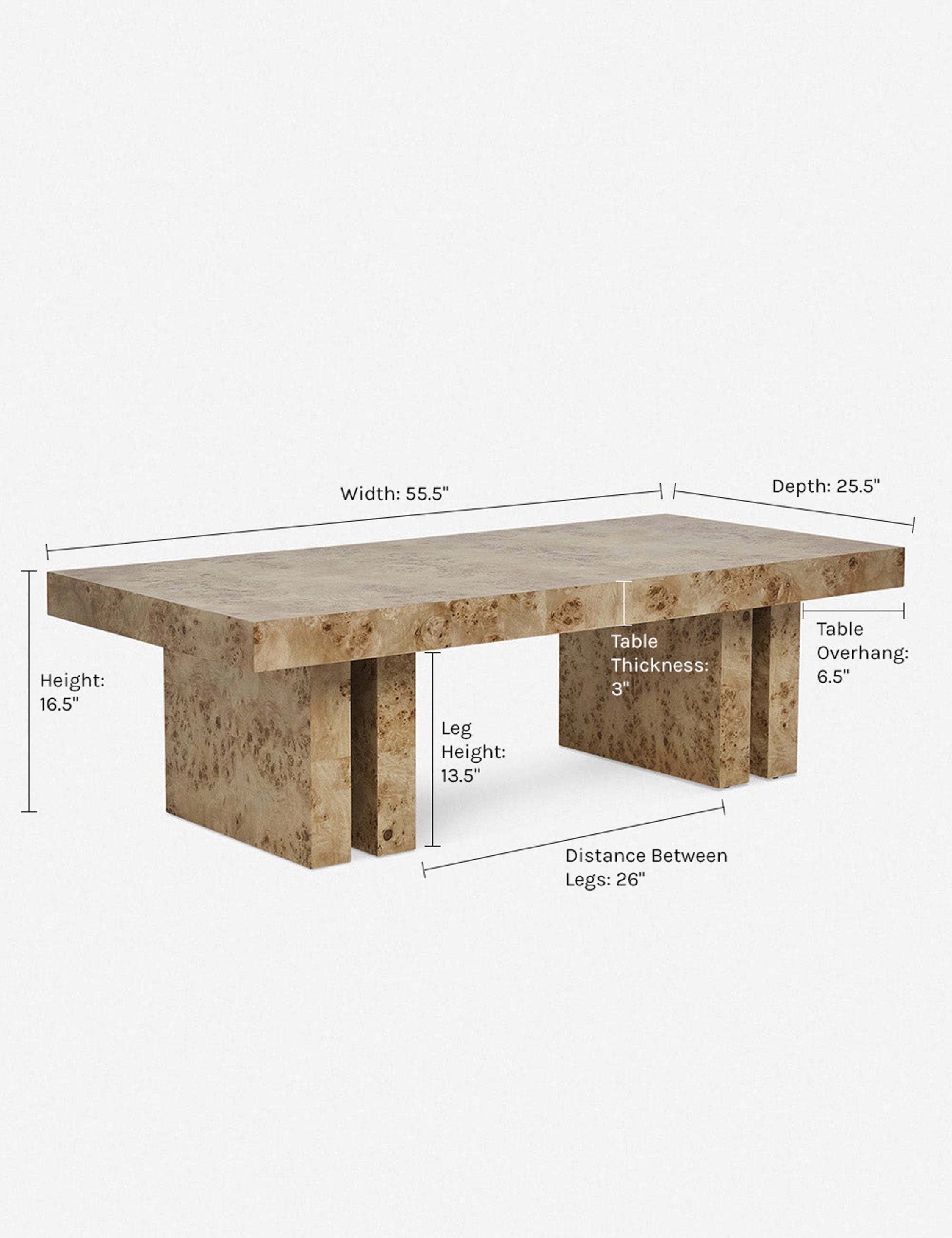 Modern Brisa Burl Wood Coffee Table - Natural Wood Grain Accent Table for Living Room, Perfect for Home Decor & Entertaining Guests