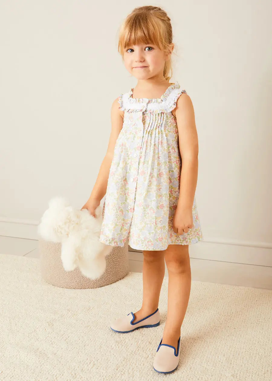 Clara Floral Frill Trim Night Dress for Girls - Soft Cotton Sleepwear in Green (18 Months to 10 Years) | Perfect for Bedtime, Loungewear & Special Occasions