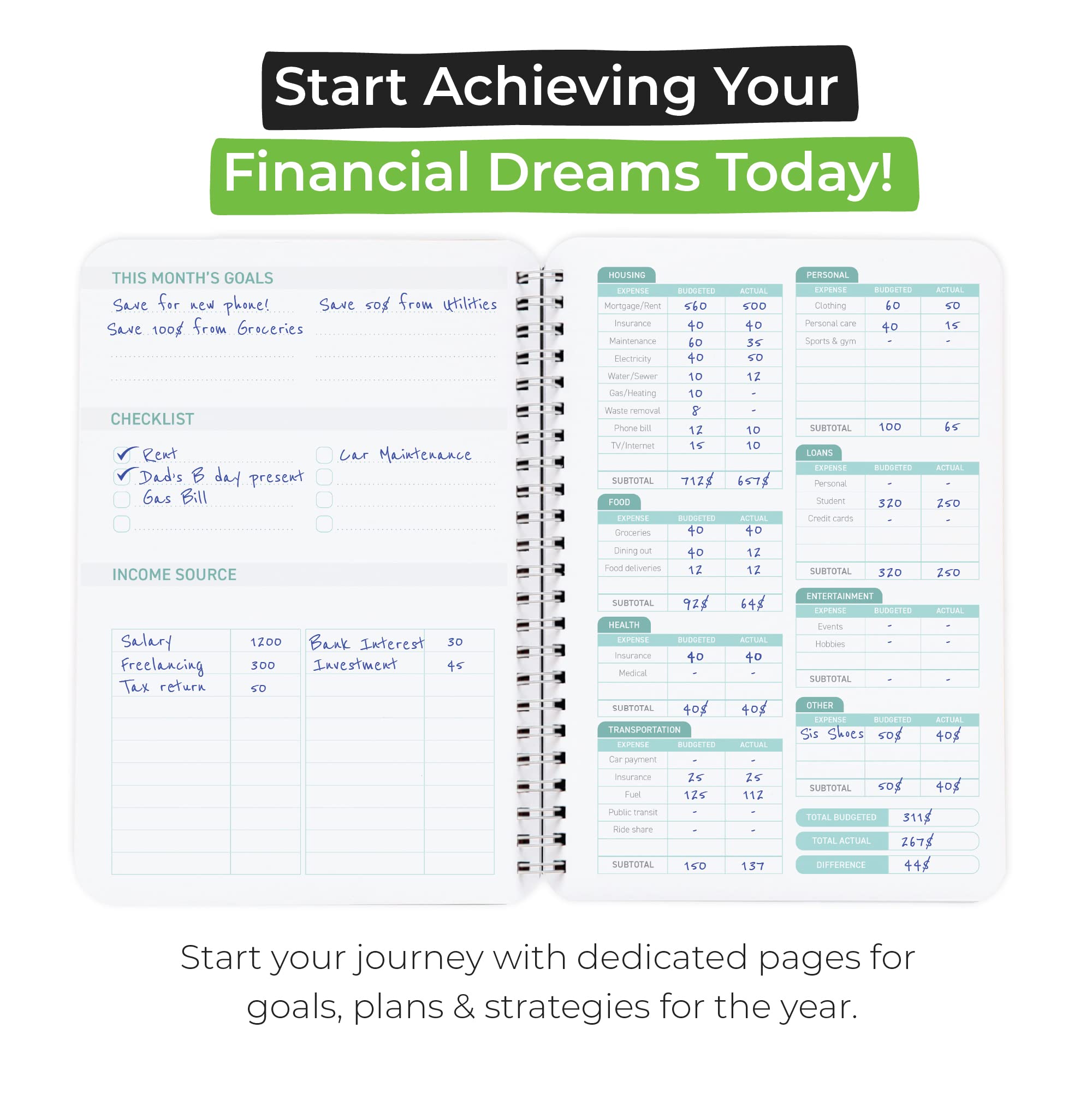 Budget Planner & Expense Tracker Notebook - Finance Organizer for Money Management | Home & Office Use