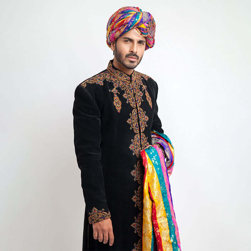 Antique Ivory Pure Jamavar Silk Sherwani for Men | Handcrafted Indian Wedding Attire | Perfect for Groom Outfits, Festive Occasions & Cultural Celebrations