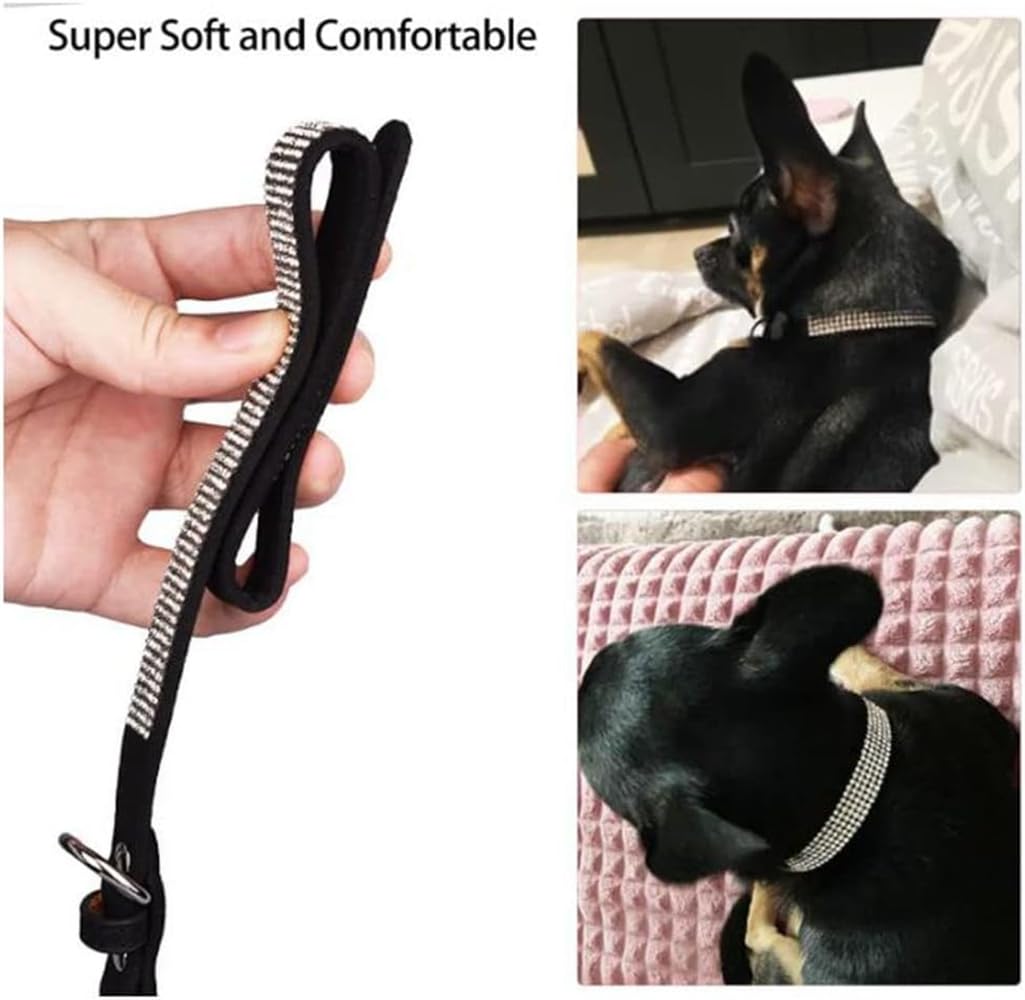 Sparkling Rhinestone Dog Collar - Black XS, Cute Bling Crystal Diamond Pet Collar for Small Dogs & Puppies | Perfect for Daily Walks, Pet Parties & Photo Shoots