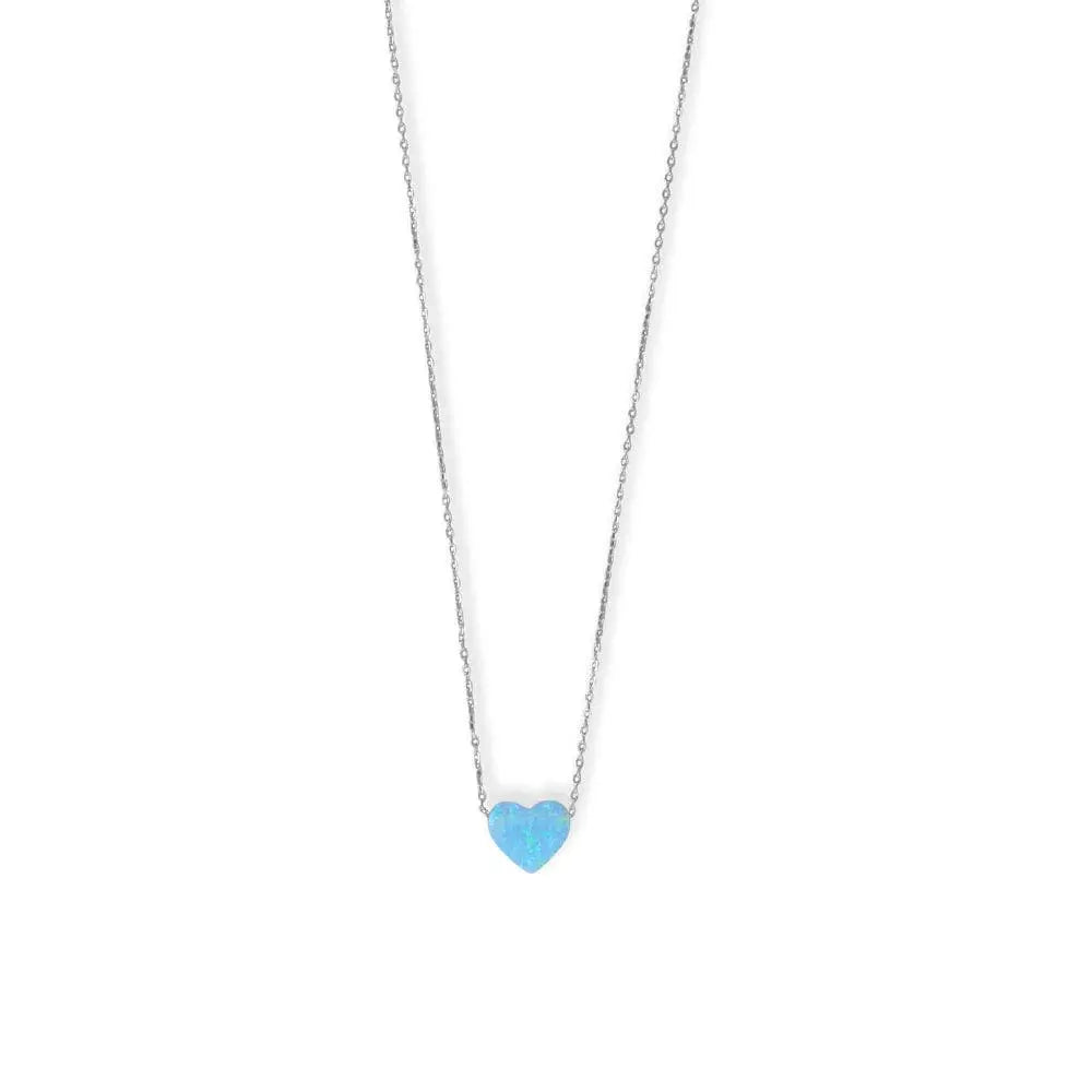 Sterling Silver Rhodium Plated Synthetic Opal Heart Pendant Necklace for Women - Elegant Gift for Valentine's Day, Anniversary & Special Occasions