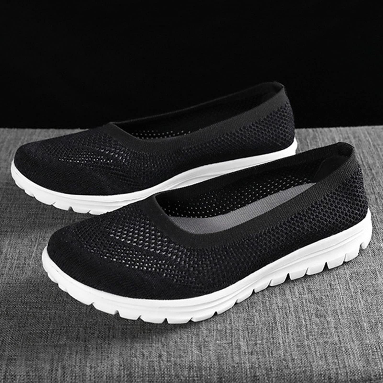 Women's Breathable Mesh Casual Shoes - Comfortable Summer Fashion Sneakers with New Pattern Design (Black, Size 7) | Perfect for Walking, Travel & Everyday Wear
