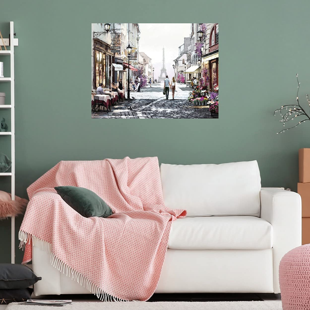 Paris Cityscape Canvas Wall Art - 32x24 Inch Large French Painting for Living Room Decor | Modern Home & Office Wall Decor | The Macneil Studio Artist Collection
