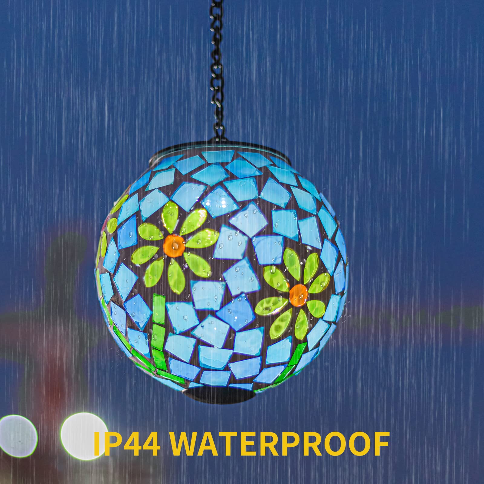 VCUTEKA Solar Lanterns Outdoor Waterproof - Hanging Solar Lights for Garden, Patio, Yard with Mosaic Glass Design | LED Solar Powered Lanterns for Pathway, Landscape Decoration | Perfect for Camping, Backyard Parties & Evening Ambiance