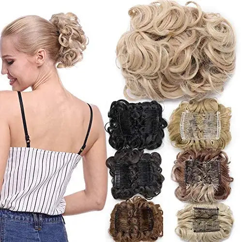 Clip-In Curly Synthetic Hairpiece Chignon - Natural-Looking Hair Extension for Women | Perfect for Parties, Weddings & Everyday Styling