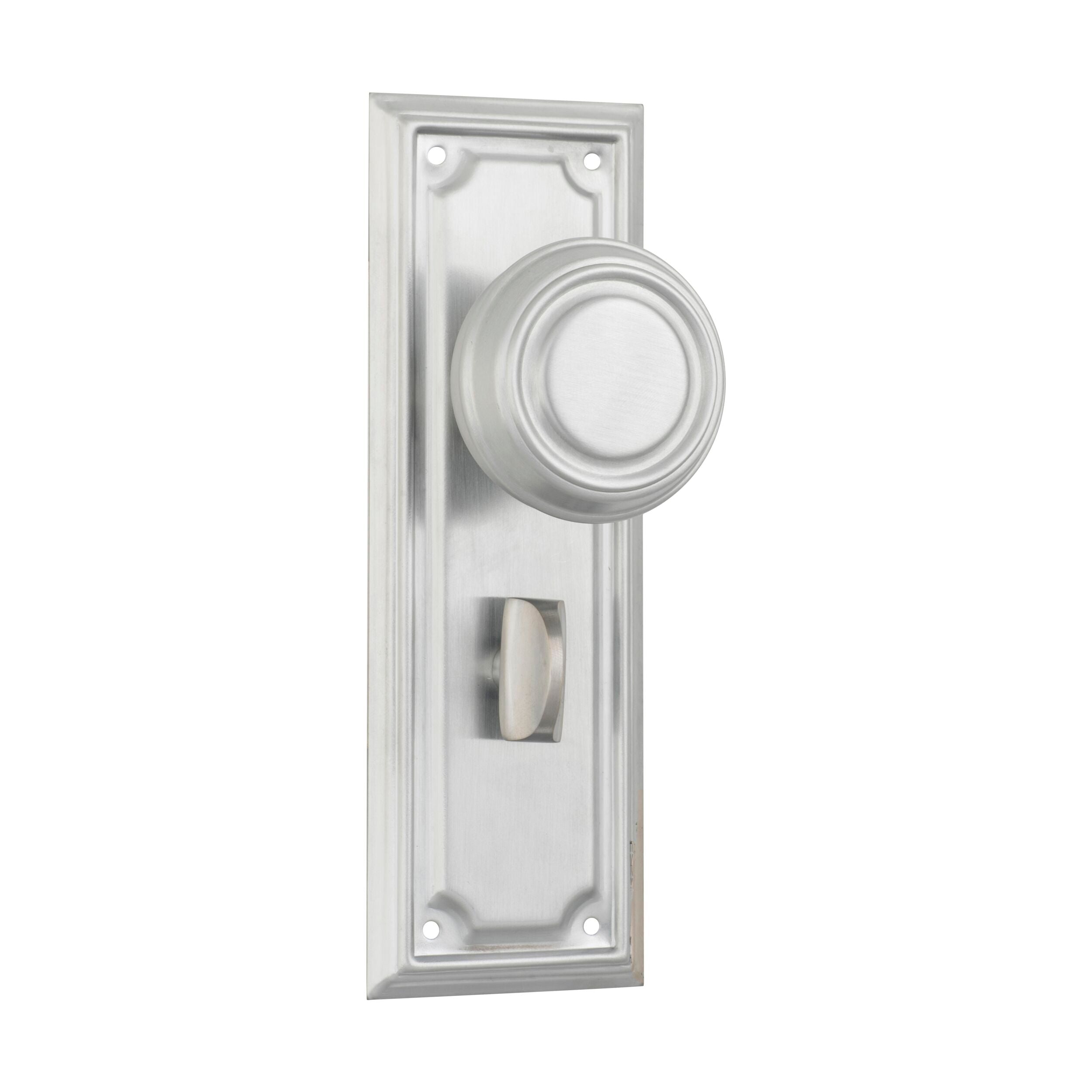 Edwardian Privacy Door Knob Pair - Satin Chrome Finish - 9760P - H185xW60xP57mm - Perfect for Bedrooms, Bathrooms & Interior Doors