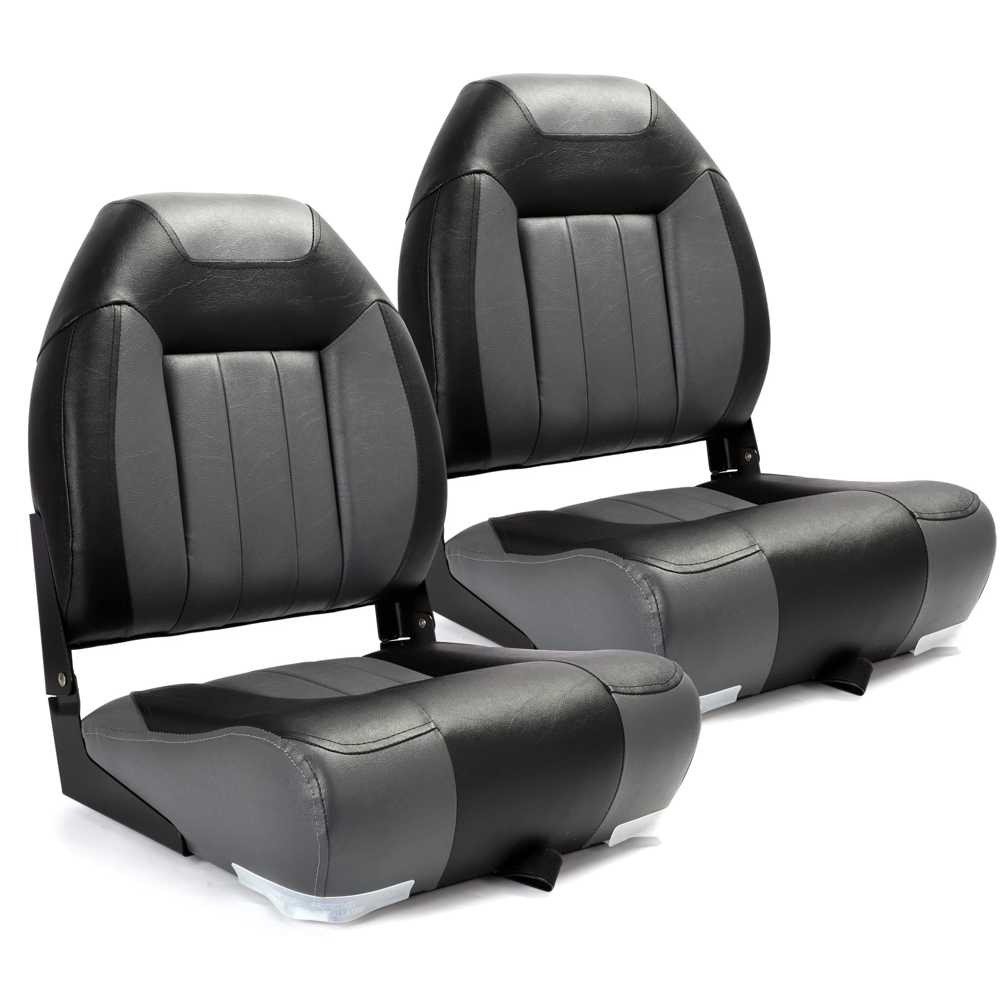 Premium P1 Marine High Back Folding Boat Seat with Stainless Steel Hardware - Comfortable Fishing & Boating Chair for Pontoon, Yacht, and Deck Use