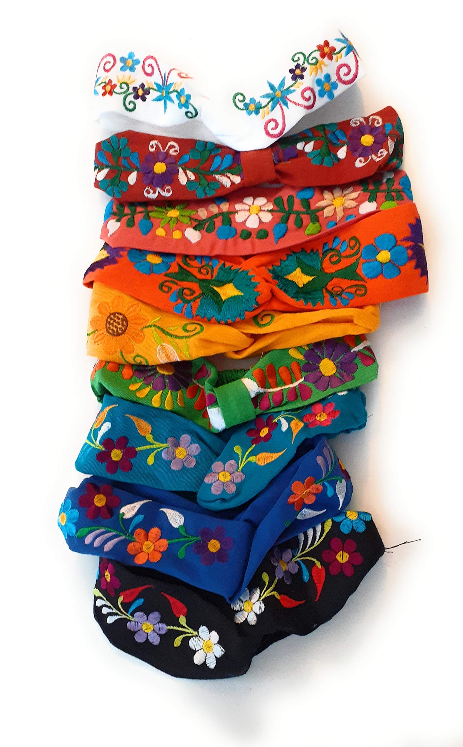 Mexican Embroidered Floral Headband for Women & Girls - Colorful Boho Hippie Hair Accessory with Sunflower Design (Mixed Colors) - Perfect for Festivals, Parties, and Everyday Boho Style