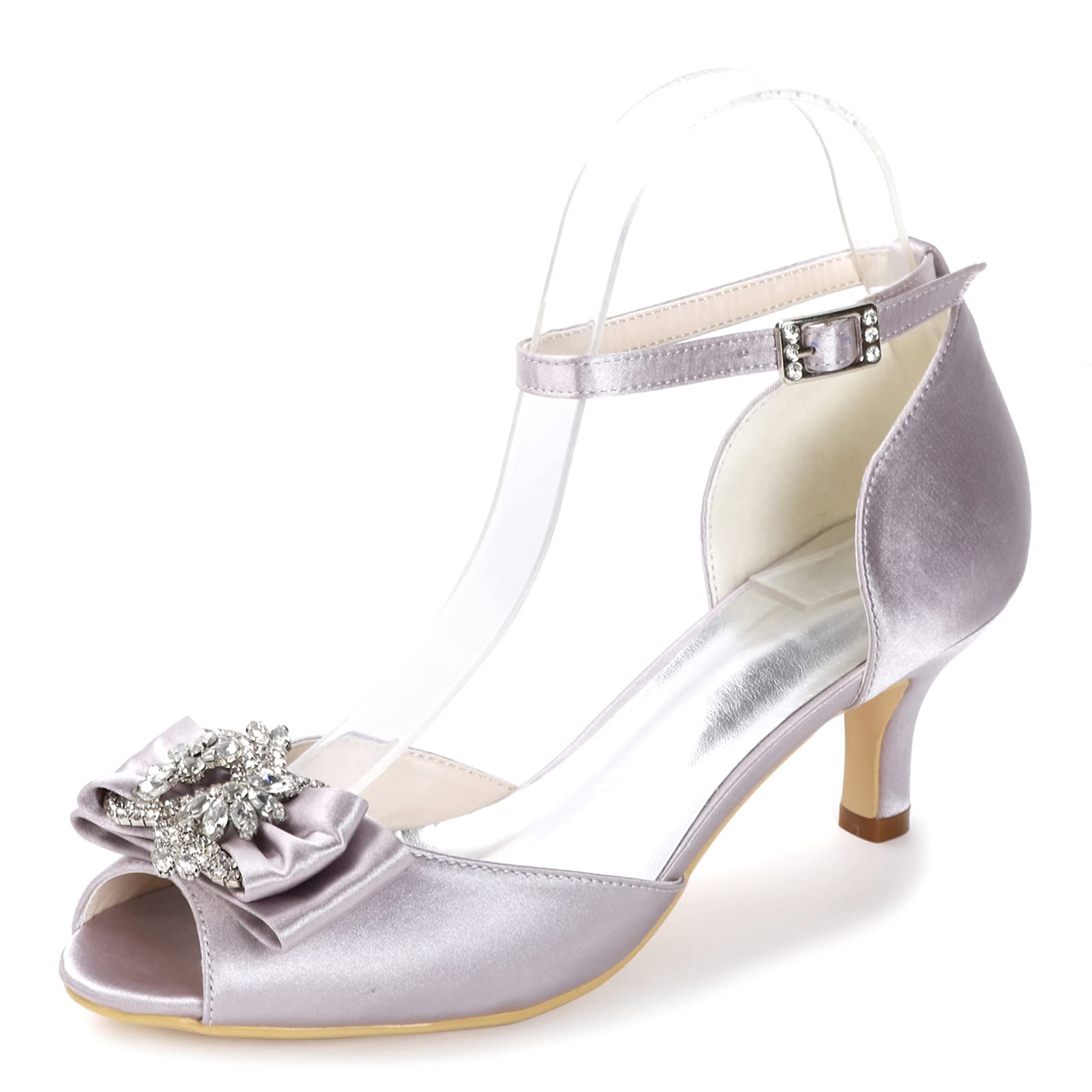 PALHERU Women's Satin Peep Toe High Heel Wedding Shoes with Ankle Strap Buckle - Comfortable Bridal & Bridesmaid Sandals for Evening Parties, Prom, and Formal Events