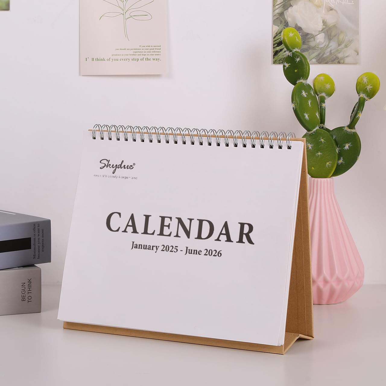 SKYDUE 2025-2026 18-Month Desk Calendar Planner (Jan 2025-Jun 2026) with Motivational Stickers - 8.5