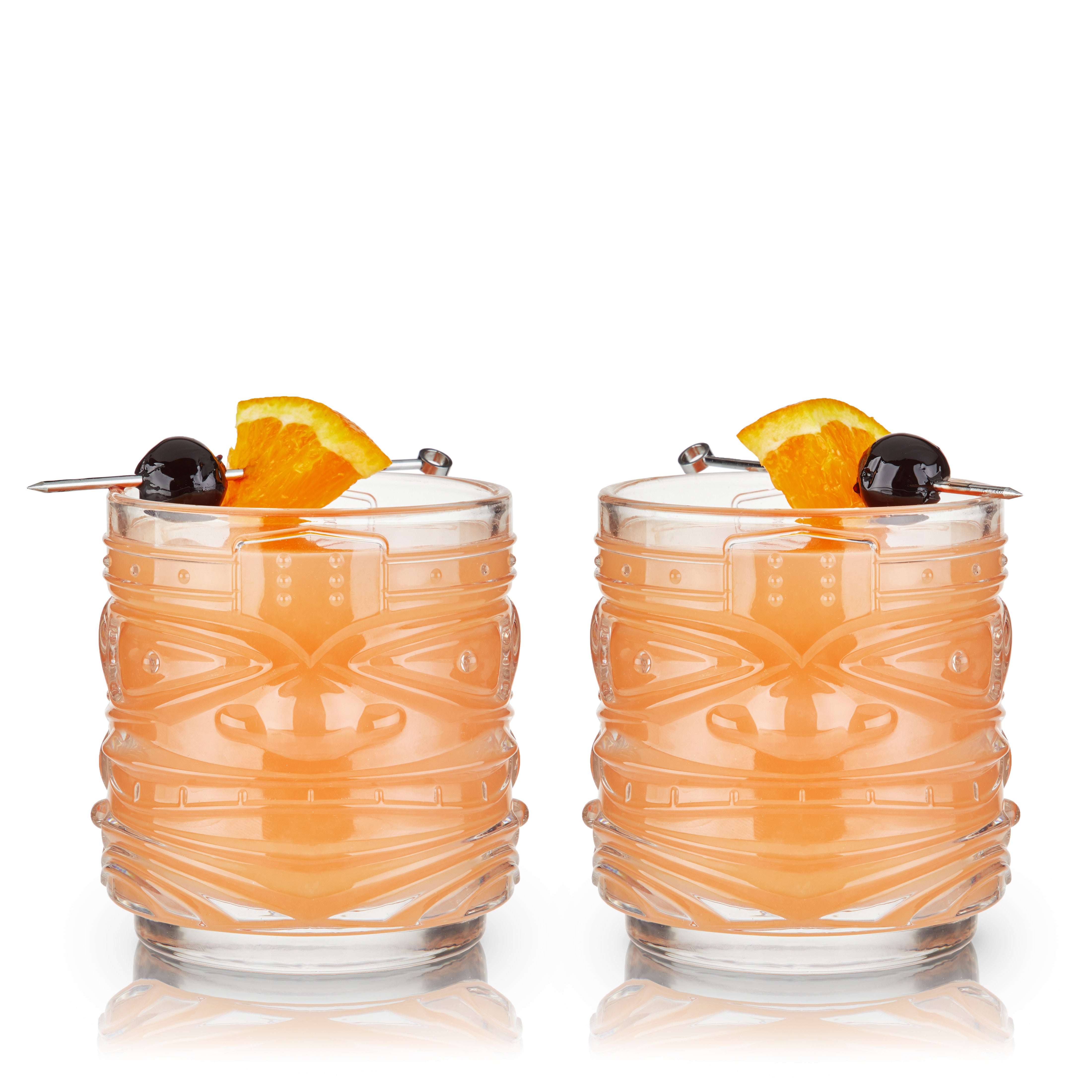 Premium Pacific Crystal Tiki DOF Tumblers Set of 2 - 16oz Double Old Fashioned Glasses for Tropical Cocktails, Beach Parties & Summer Entertaining