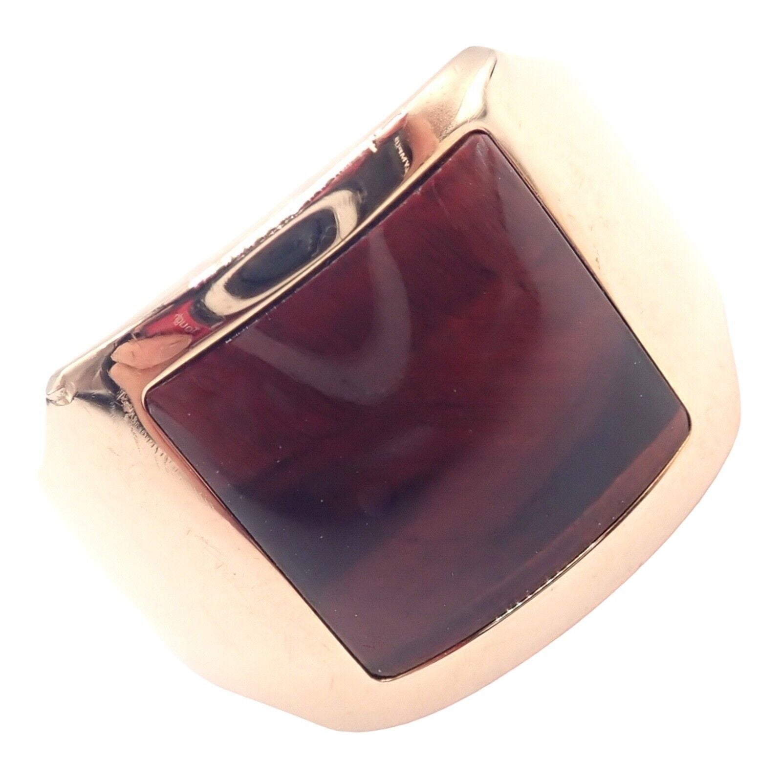 Authentic Cartier 18k Rose Gold Santos Dumont Bull Eye Quartz Ring with Certificate - Luxury Jewelry for Women, Perfect for Weddings, Anniversaries & Special Occasions