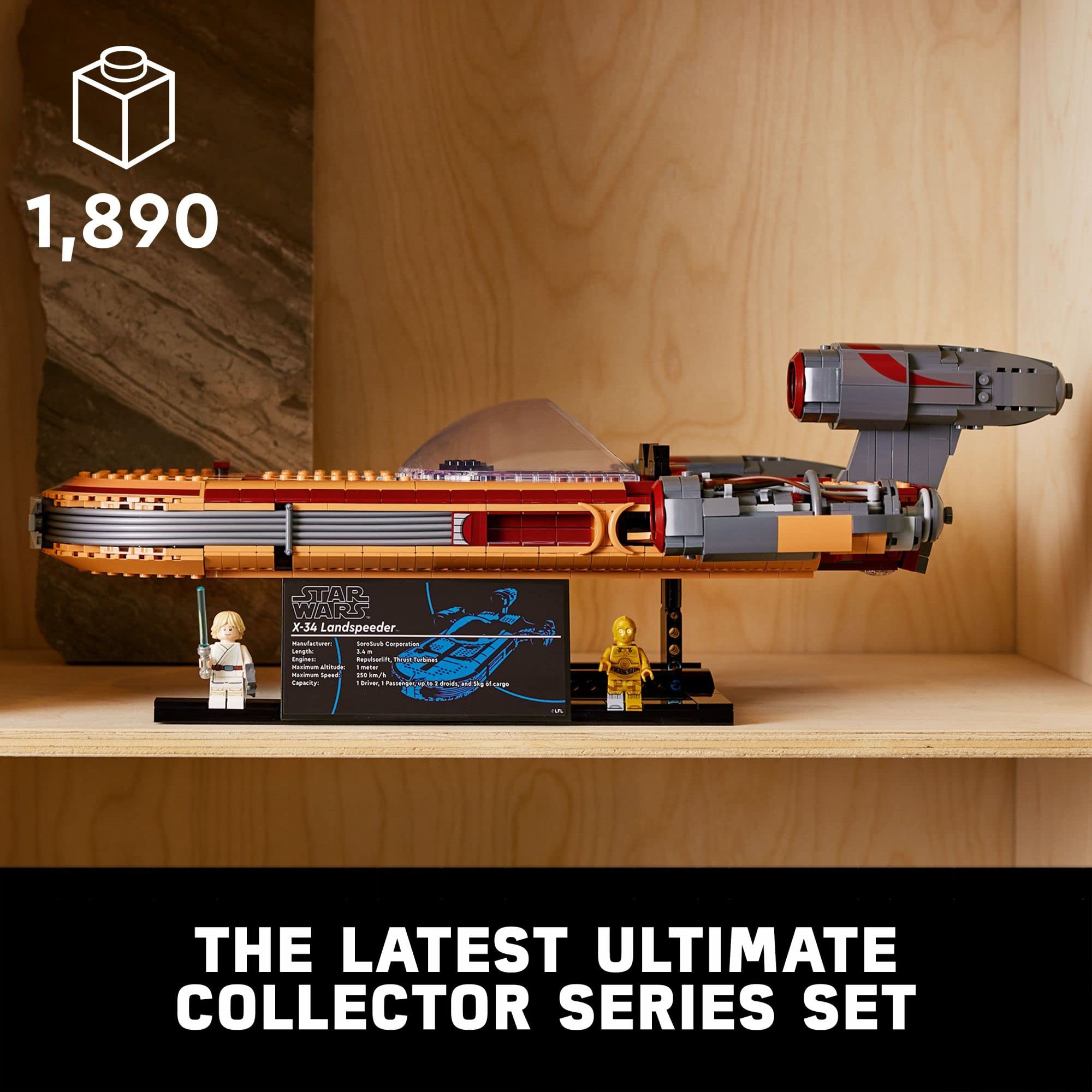 LEGO Star Wars Luke Skywalker's Landspeeder 75341 Ultimate Collector Series - Adult Star Wars Building Kit with Luke Skywalker Lightsaber & C-3PO Minifigure | Perfect Gift for Star Wars Fans | Display Model for Home Office & Star Wars Collection