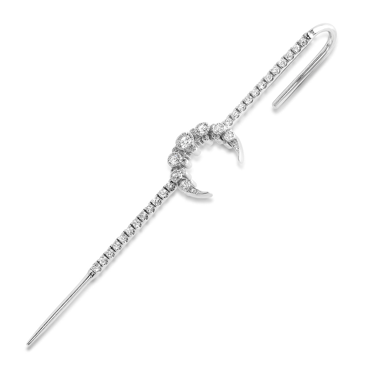 Moon Needle Earring - Elegant Silver Moon Stud Earrings for Women | Perfect for Everyday Wear, Date Nights & Special Occasions