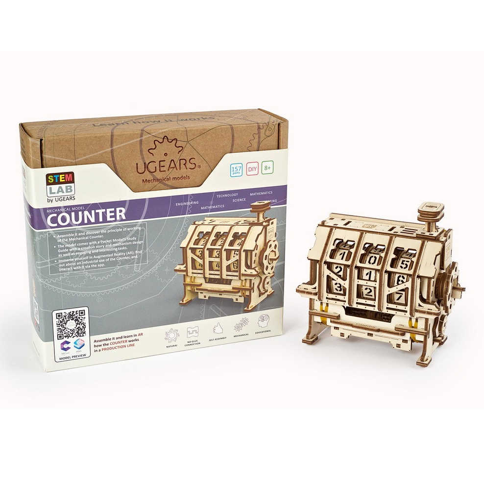 UGears Counter STEM LAB Educational Model Kit - DIY Mechanical Wooden Puzzle for Kids & Adults - Learn Gears & Counting - Perfect for Classroom, Homeschool & Family Game Night