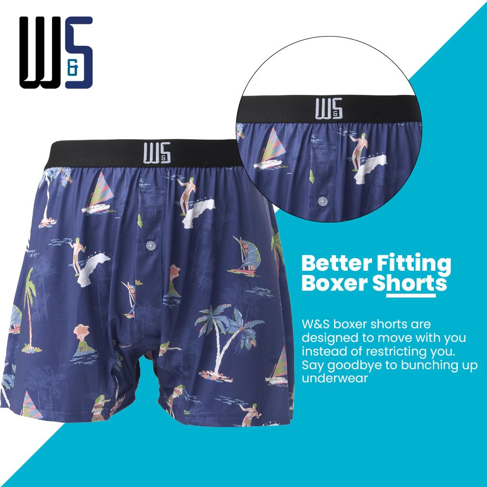 Warriors & Scholars Men's Boxer Shorts - 6 Pack Printed Cotton Underwear for Comfort & Style | Perfect for Sleep, Lounge & Everyday Wear