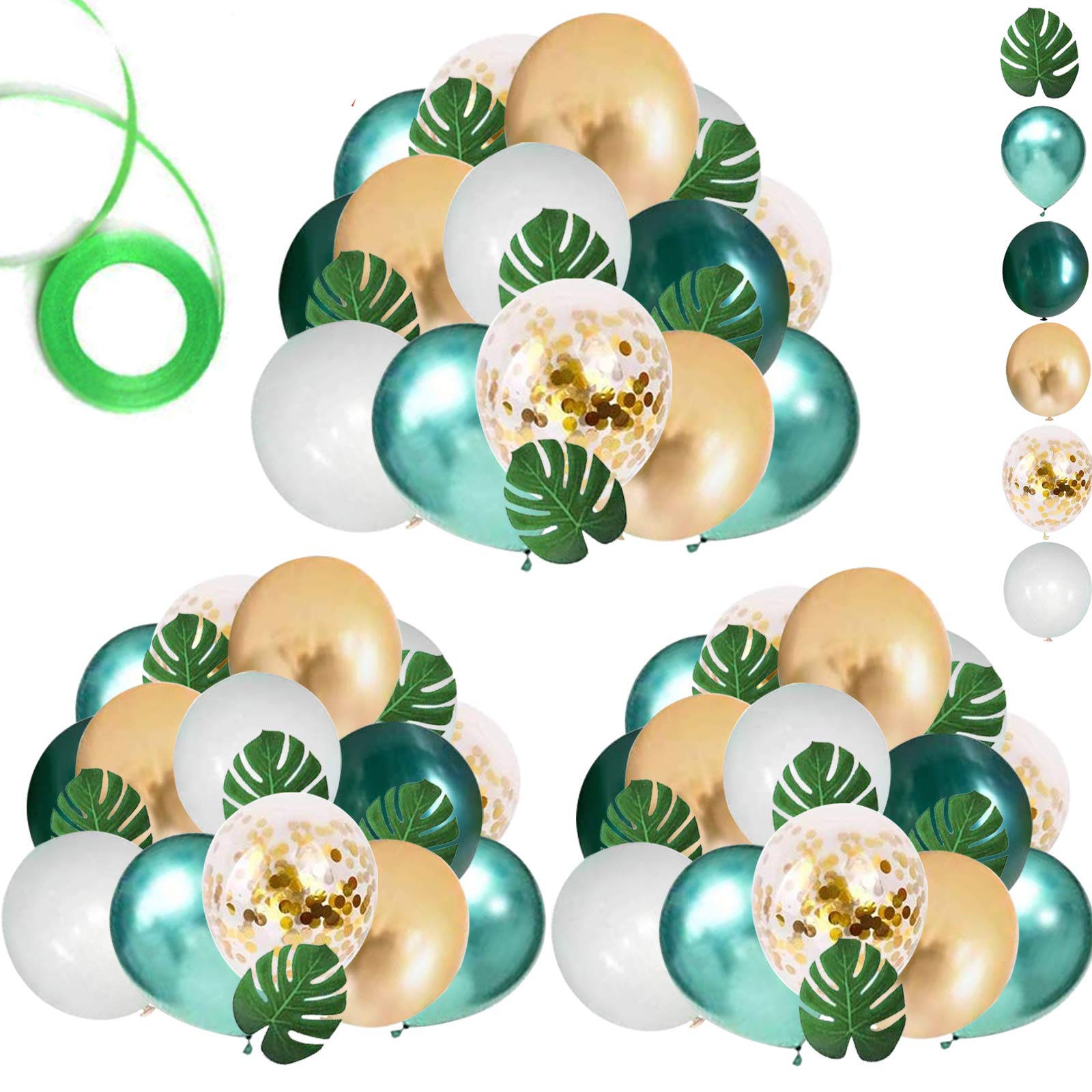 68 Pack Jungle Safari Birthday Party Decorations - Green & Gold Balloons with Palm Leaves for Kids, Boys, Baby Shower - Tropical Theme Jungle Party Supplies for Birthday, Baby Shower, Themed Events