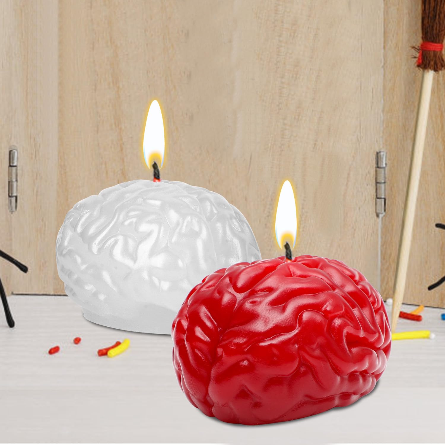 Halloween Candles - Pumpkin & Skull Scented Candles in Red & White for Spooky Home Decor, Party Favors & Holiday Ambiance