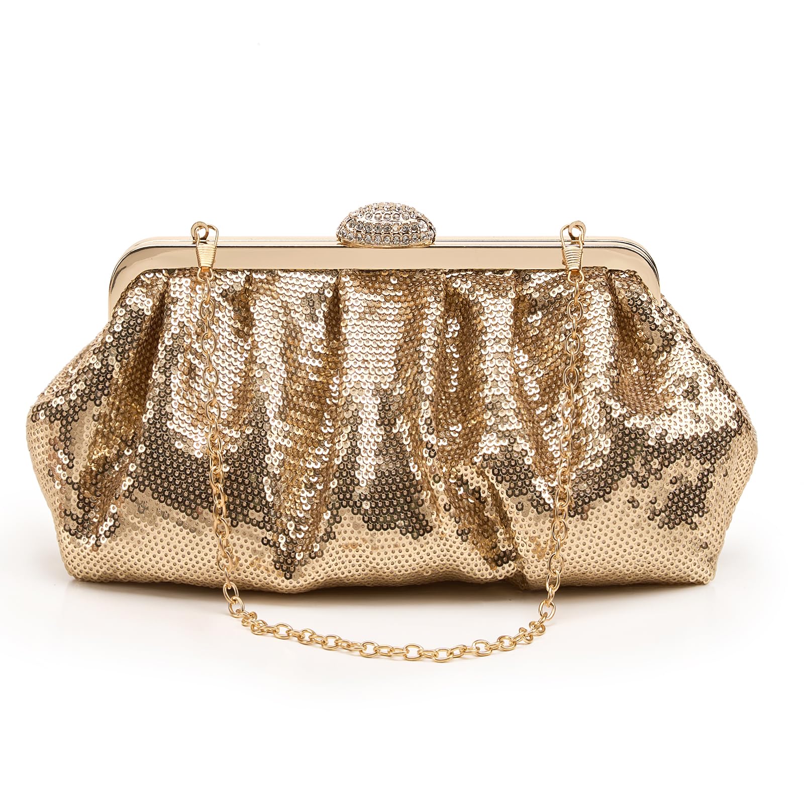 Kseymeir Women's Evening Clutch Purse - Sparkling Ruched Sequin Glitter Handbag for Parties, Weddings & Special Occasions