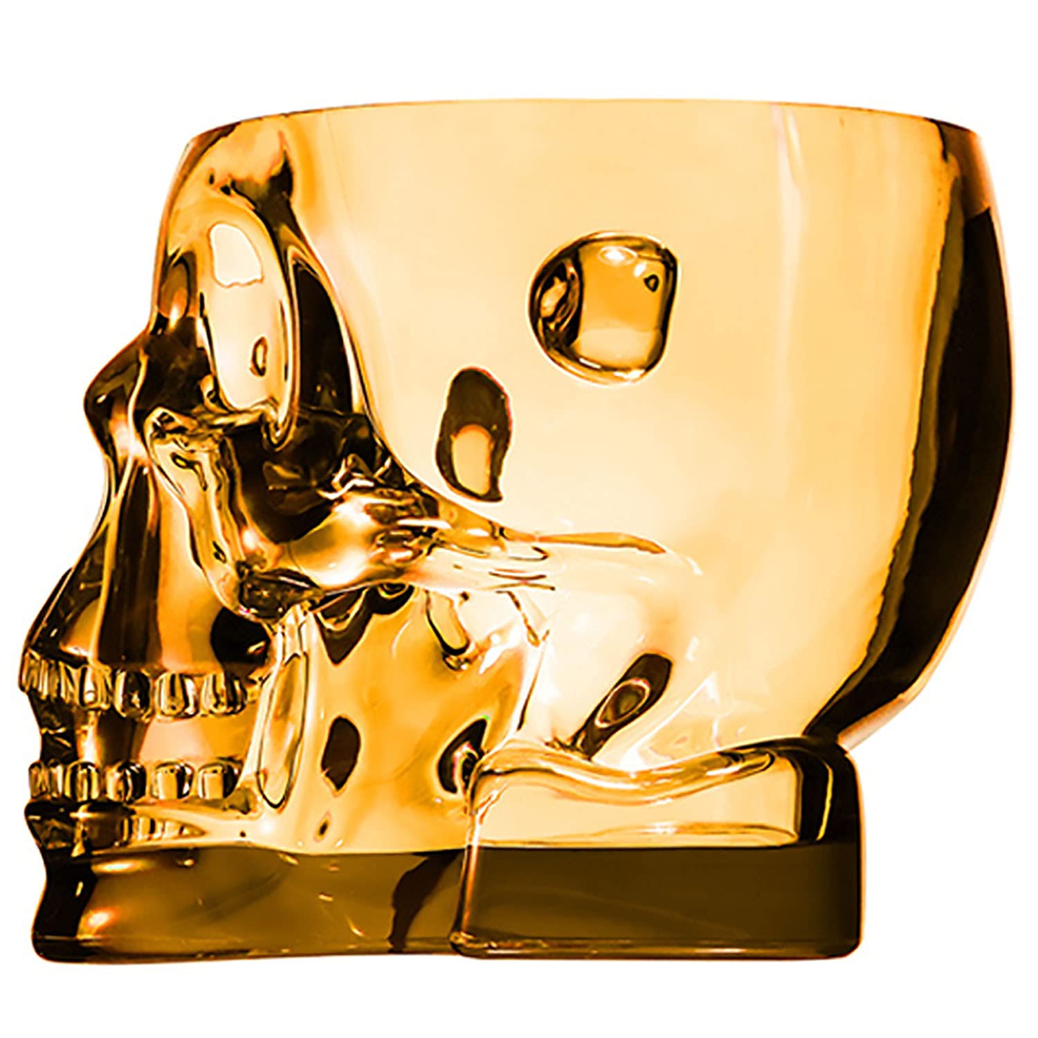 Skull Ice Bucket - Clear Hard Plastic Drink Cooler with Metal Tongs - Perfect for Halloween Parties, Cocktail Serving & Themed Events