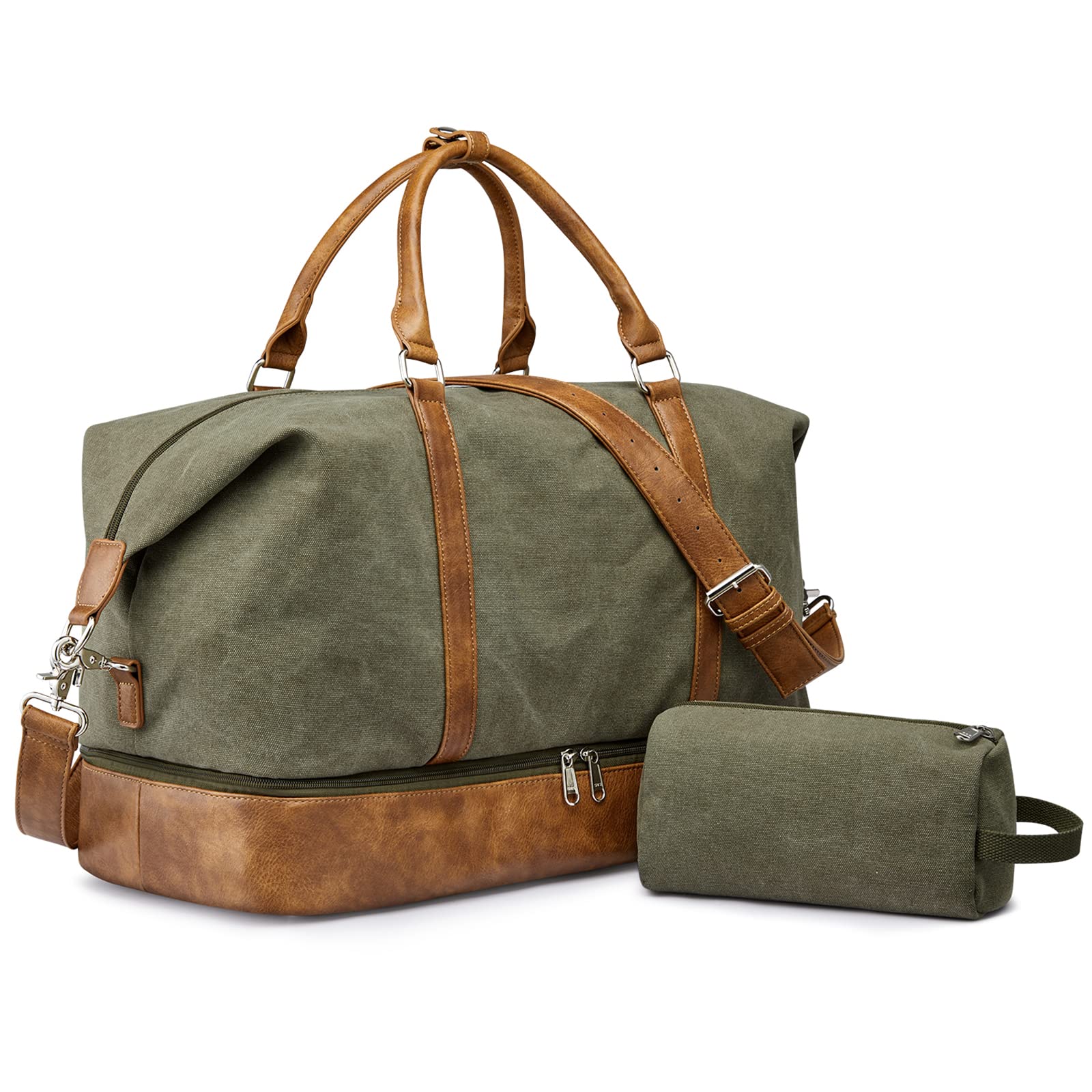 Newshows Men's Canvas Weekender Travel Duffle Bag - Carry On Overnight Bag with Toiletry Pouch & Shoe Compartment | Perfect for Gym, Business Trips & Weekend Getaways