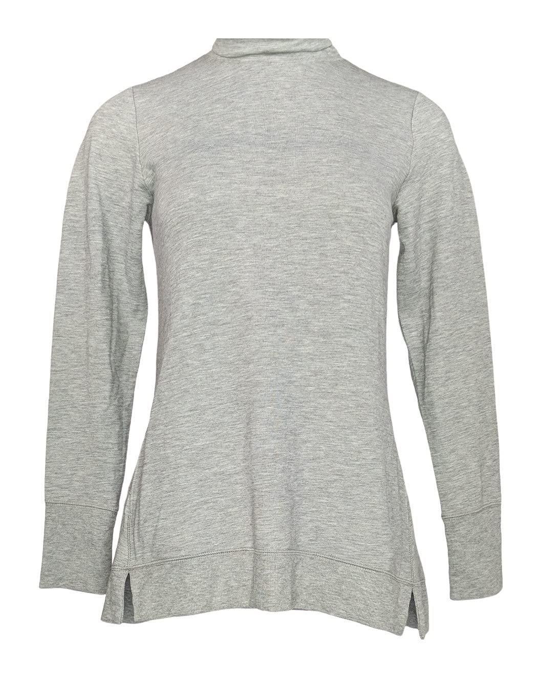 H by Halston Women's French Terry Funnel Neck Top - XXS Size, Soft Gray (A370649) | Comfortable Casual Wear for Lounge, Workout & Everyday Outfits