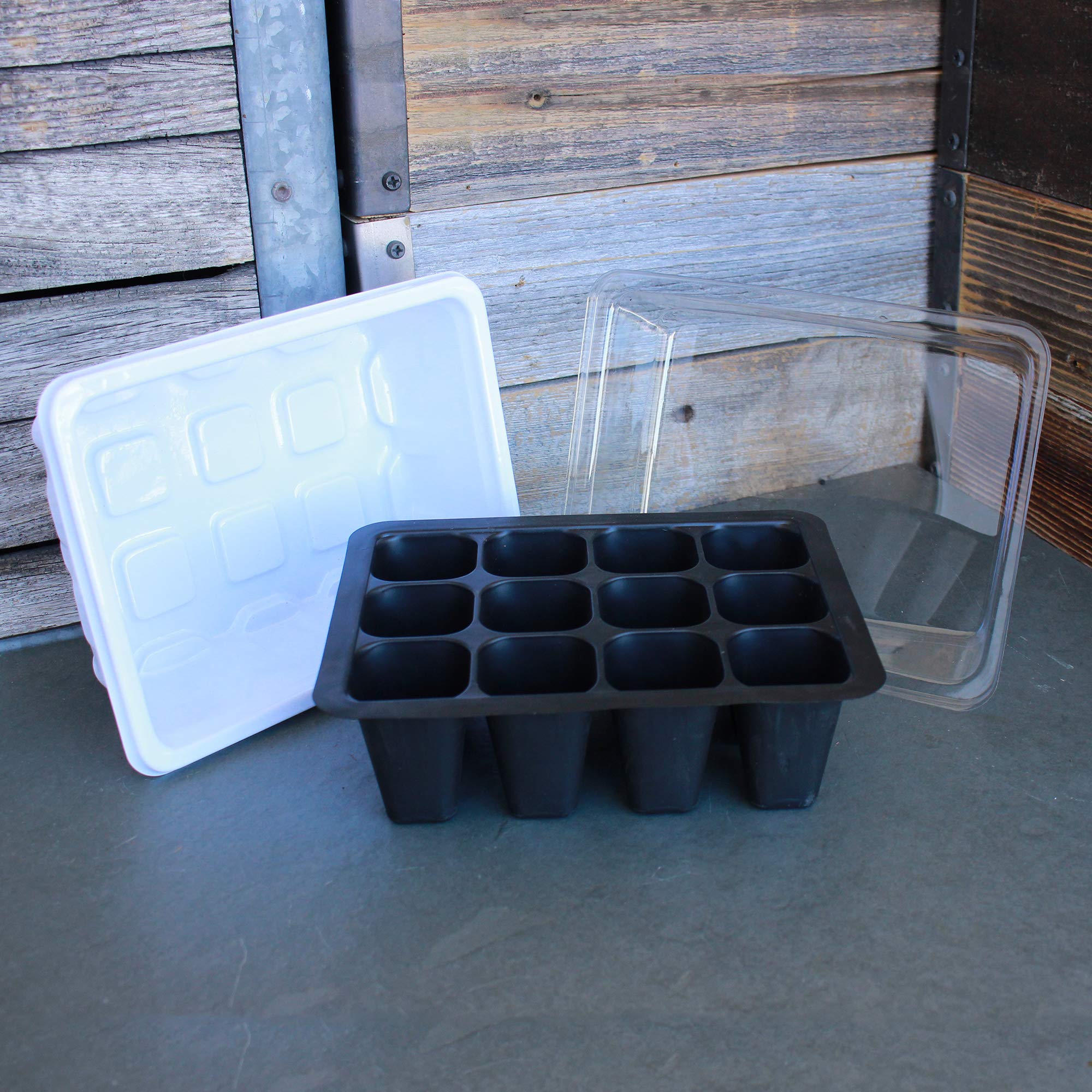 12-Cell Seed Starter Tray Set with Dome - 5 Pack for Gardening & Greenhouse