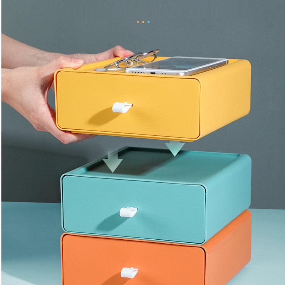 2-Pack Yellow Desktop Storage Box Drawers - Cosmetic & Office Desk Organizer for Makeup, Stationery, and Small Items - Perfect for Home, Office, and Dorm Organization