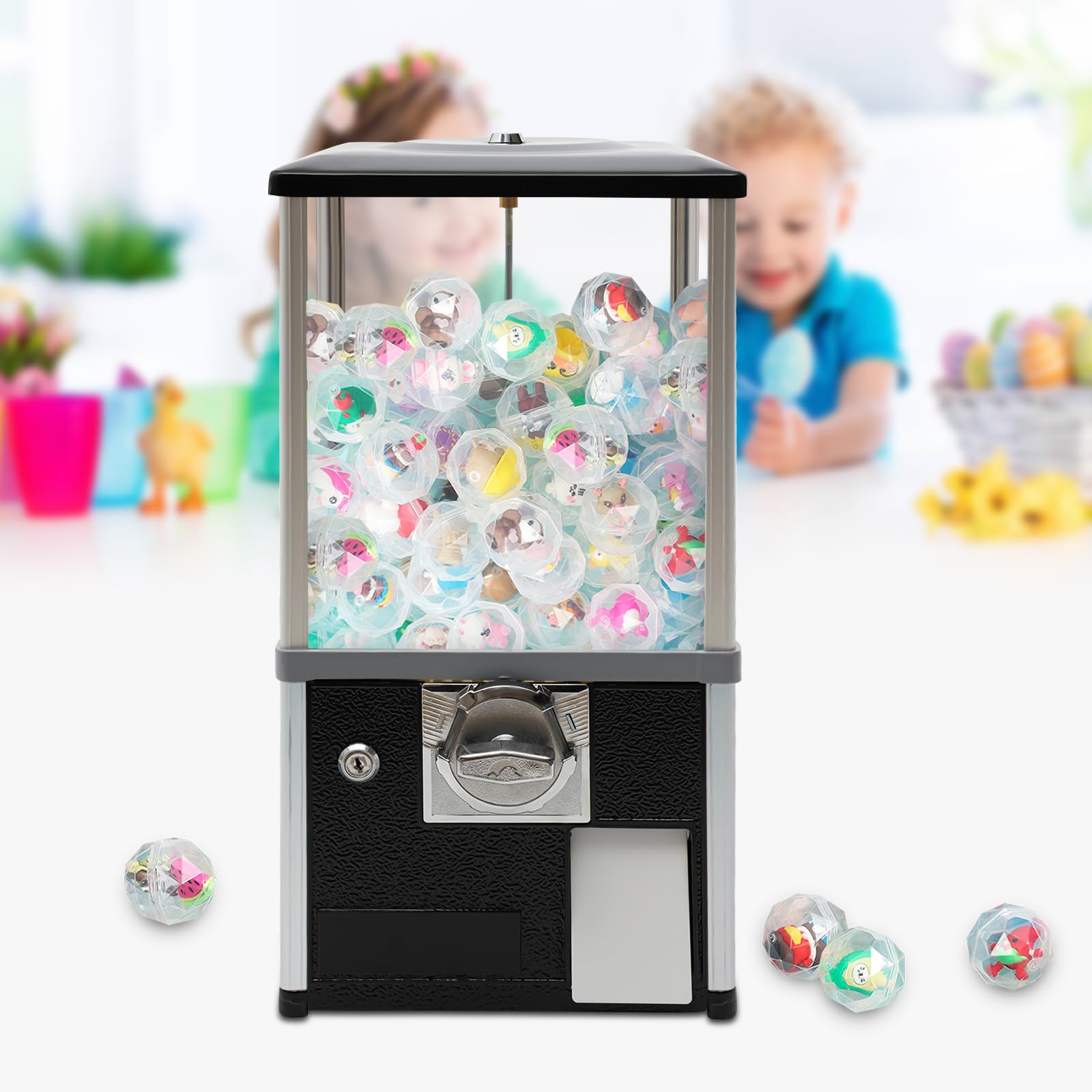 Commercial Vending Machine for Candy & Gumballs - Large Capacity Capsule Dispenser for 1.77-1.97 Inch Toys & Gadgets (US Stock) - Perfect for Arcades, Malls, Restaurants & Retail Stores