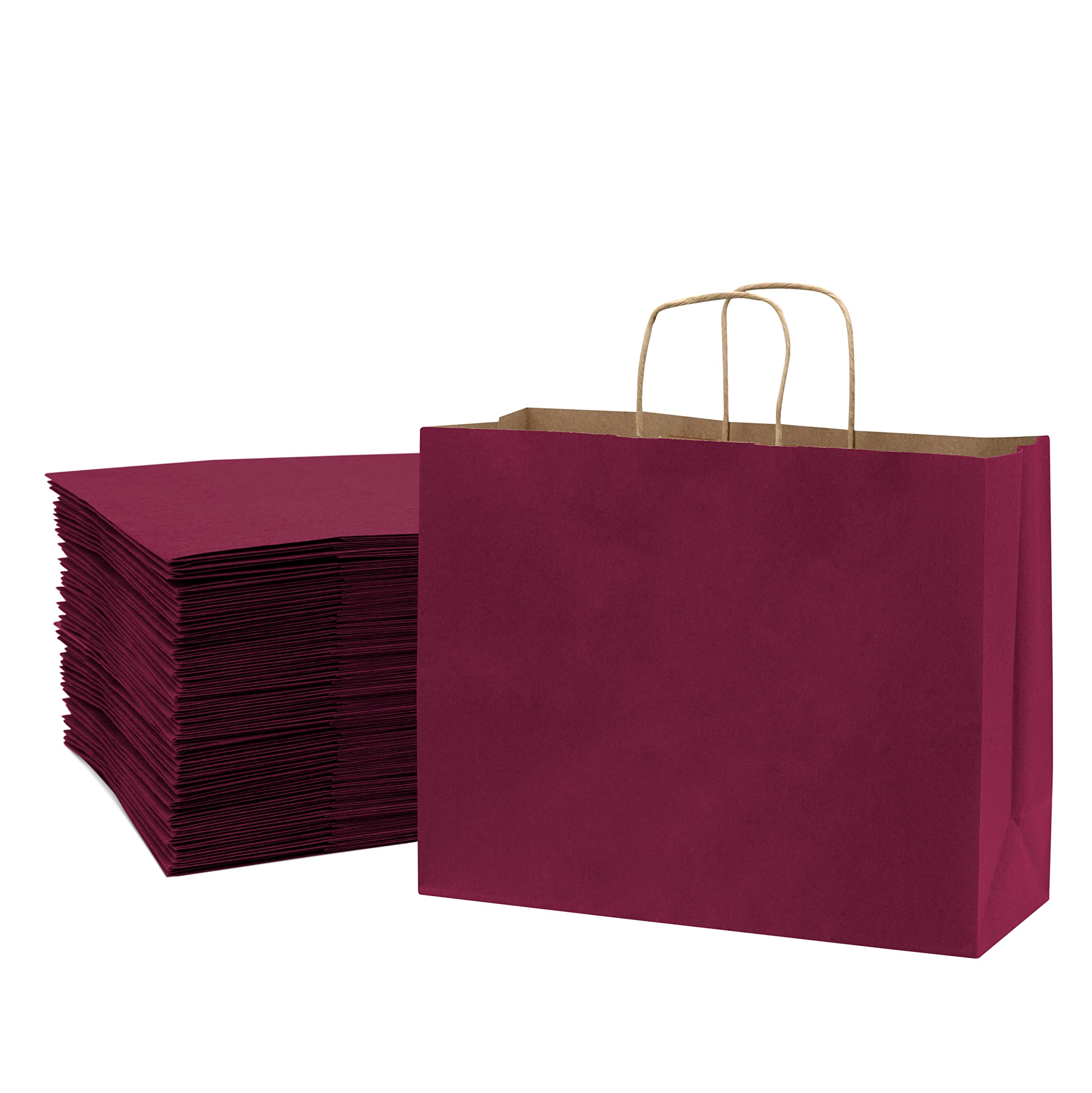 200 Pack Large Pink Gift Bags with Handles 16x6x12 - Fuchsia Kraft Paper Party Favor Bags for Valentine's Day, Birthday Gifts, Retail Merchandise & Small Business Bulk Packaging - Perfect for Weddings, Baby Showers & Corporate Events