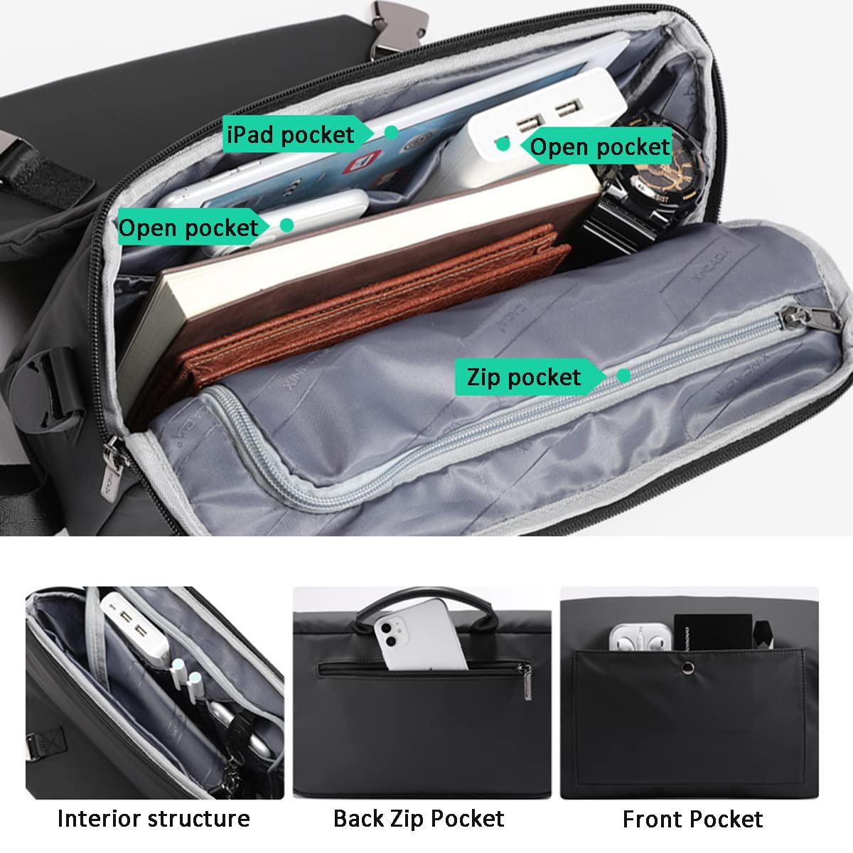 XINCADA Waterproof Small Messenger Bag for Men - Lightweight Crossbody Shoulder Bag, Travel Satchel & Everyday Carry Purse (Grey) - Perfect for Commuting, Business Trips & Outdoor Adventures