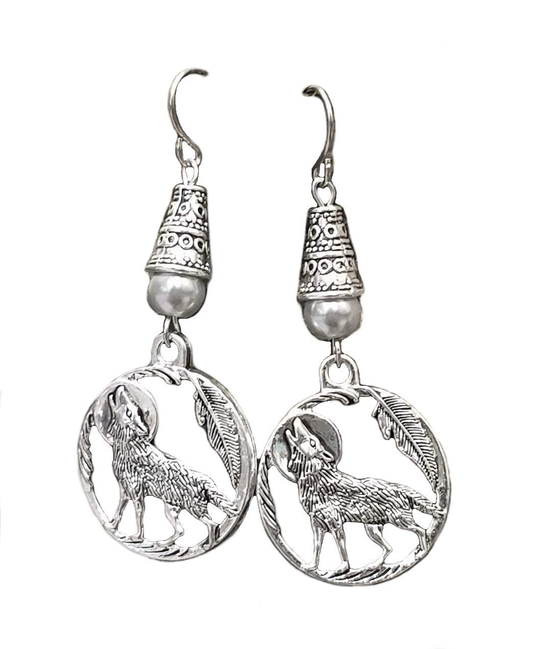 Handmade Wolf Earrings - Stainless Steel Ear Wires with Accent - Perfect for Gothic Fashion, Nature Lovers & Unique Jewelry Gifts