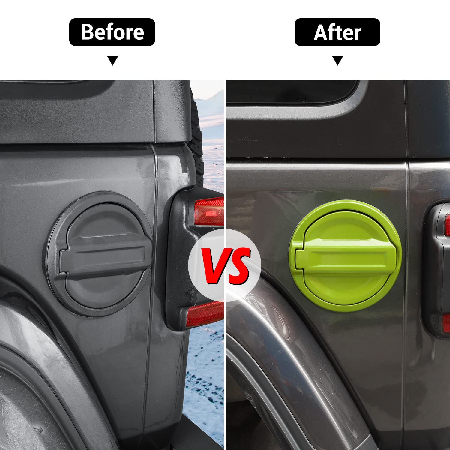 Aluminum Alloy Fuel Tank Cover Gas Cap for 2018-2024 Jeep Wrangler JL (2/4 Door) - Durable Exterior Accessory in Green | Off-Road Protection & Style Upgrade