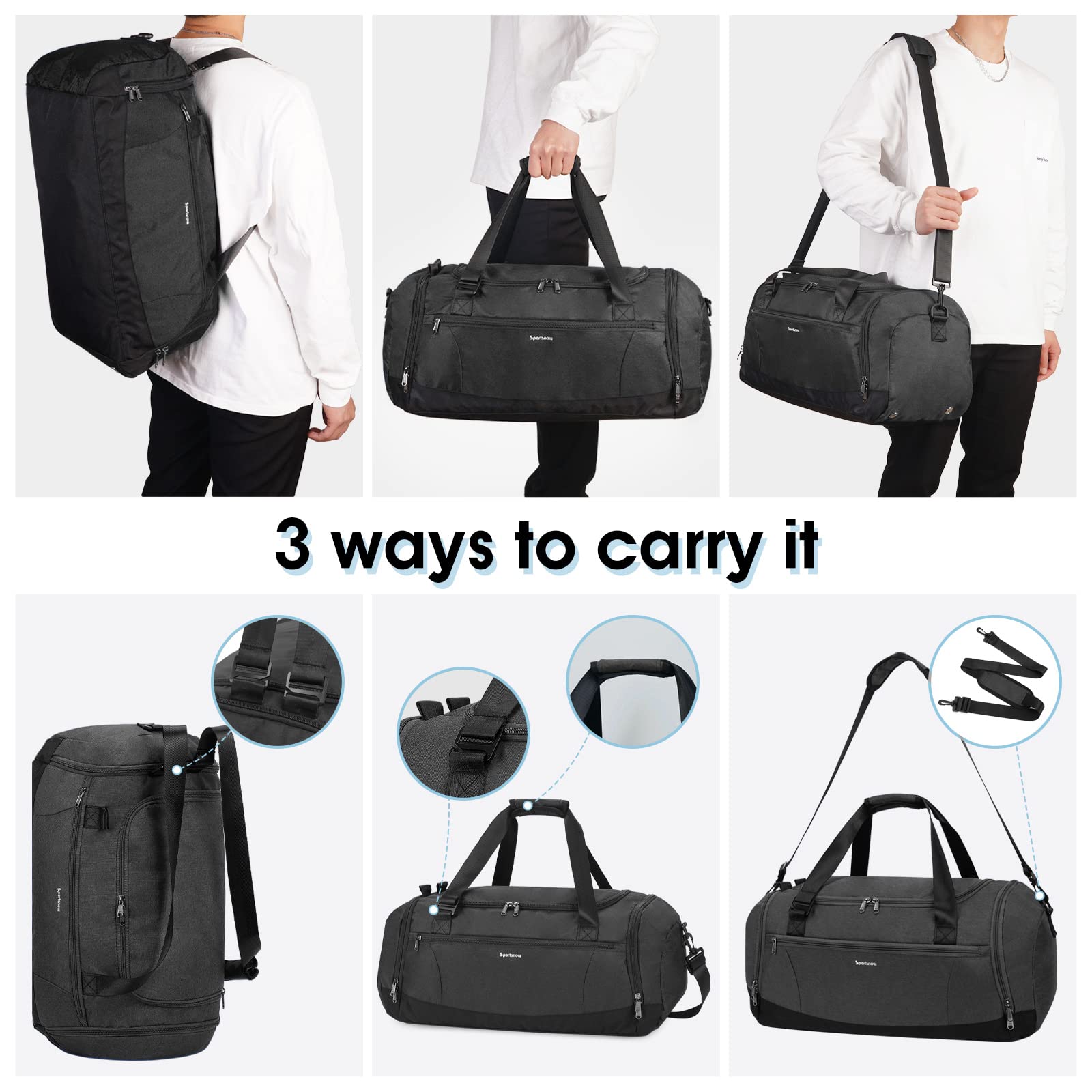 Men's Gym Duffle Bag with Shoe Compartment - Sports Travel Backpack for Workout & Weekend Trips