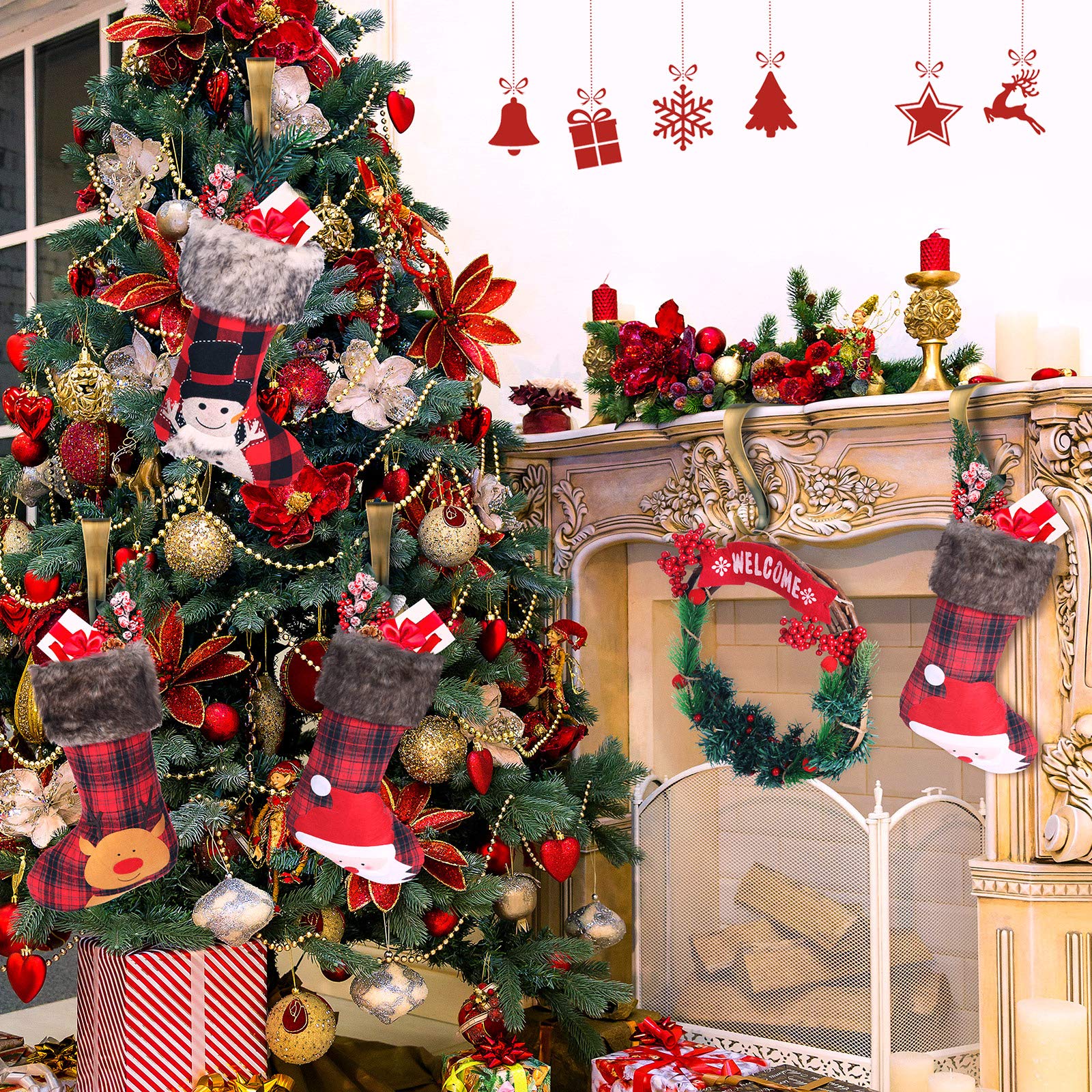 6 Pcs Heavy Duty Christmas Stocking Holders for Mantel - Non-Slip Fireplace Sock Hooks Set, Bronze Xmas Stocking Hangers for Holiday Home Decor - Perfect for Christmas Party, Fireplace Mantel Decorations & Festive Gift Hanging