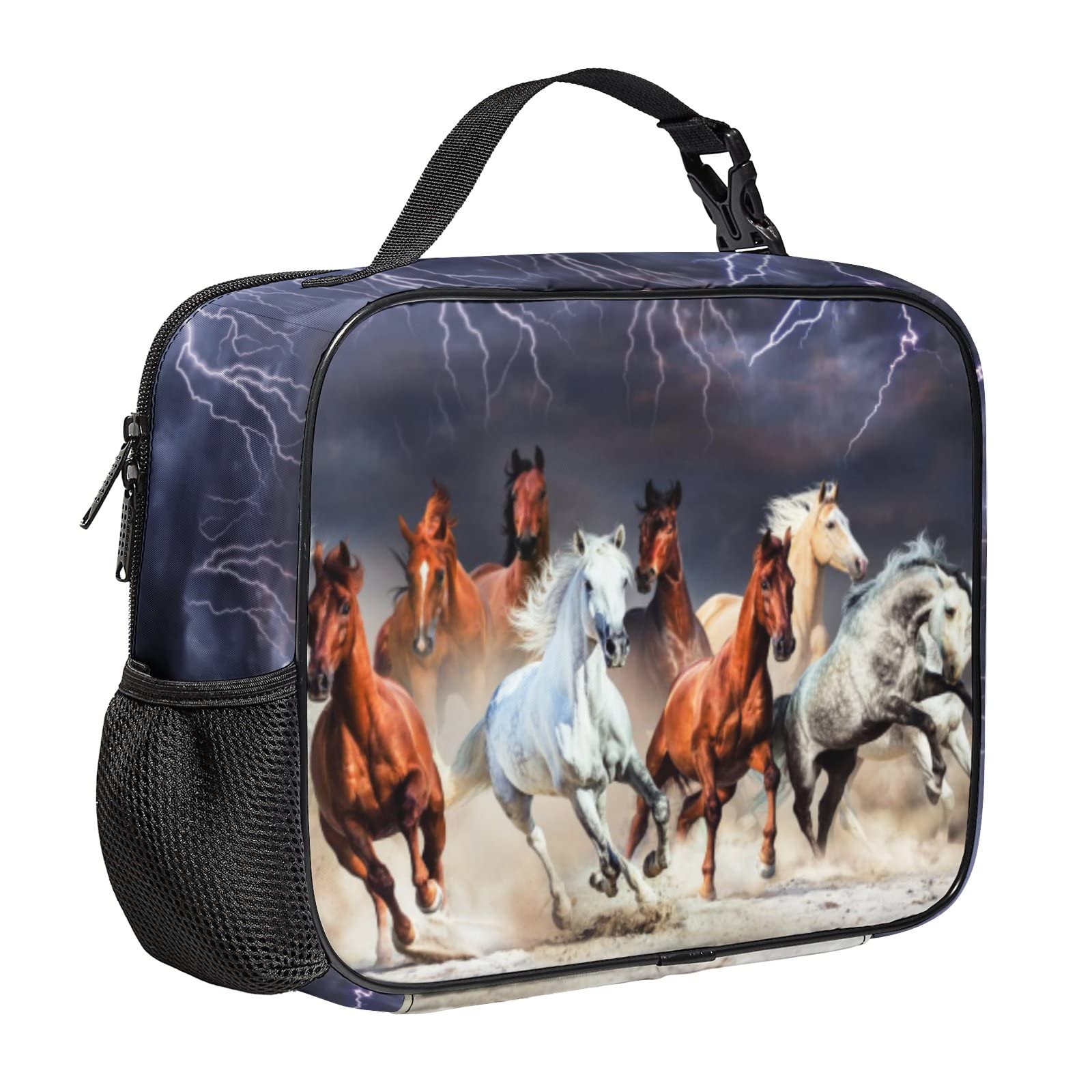 Insulated Reusable Lunch Box for Girls - Waterproof Horse Design Lunch Bag for School, Work, Travel & Picnics | Perfect for Kids' Lunches, Office Meals & Outdoor Adventures
