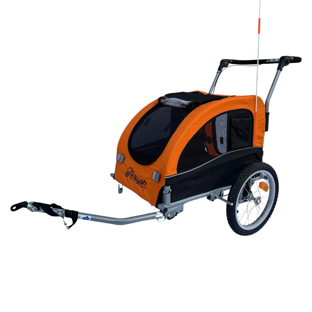Booyah Medium Dog Stroller & Pet Bike Trailer with Shock Absorbing Suspension - Black | Perfect for Outdoor Adventures, Park Visits & Vet Trips