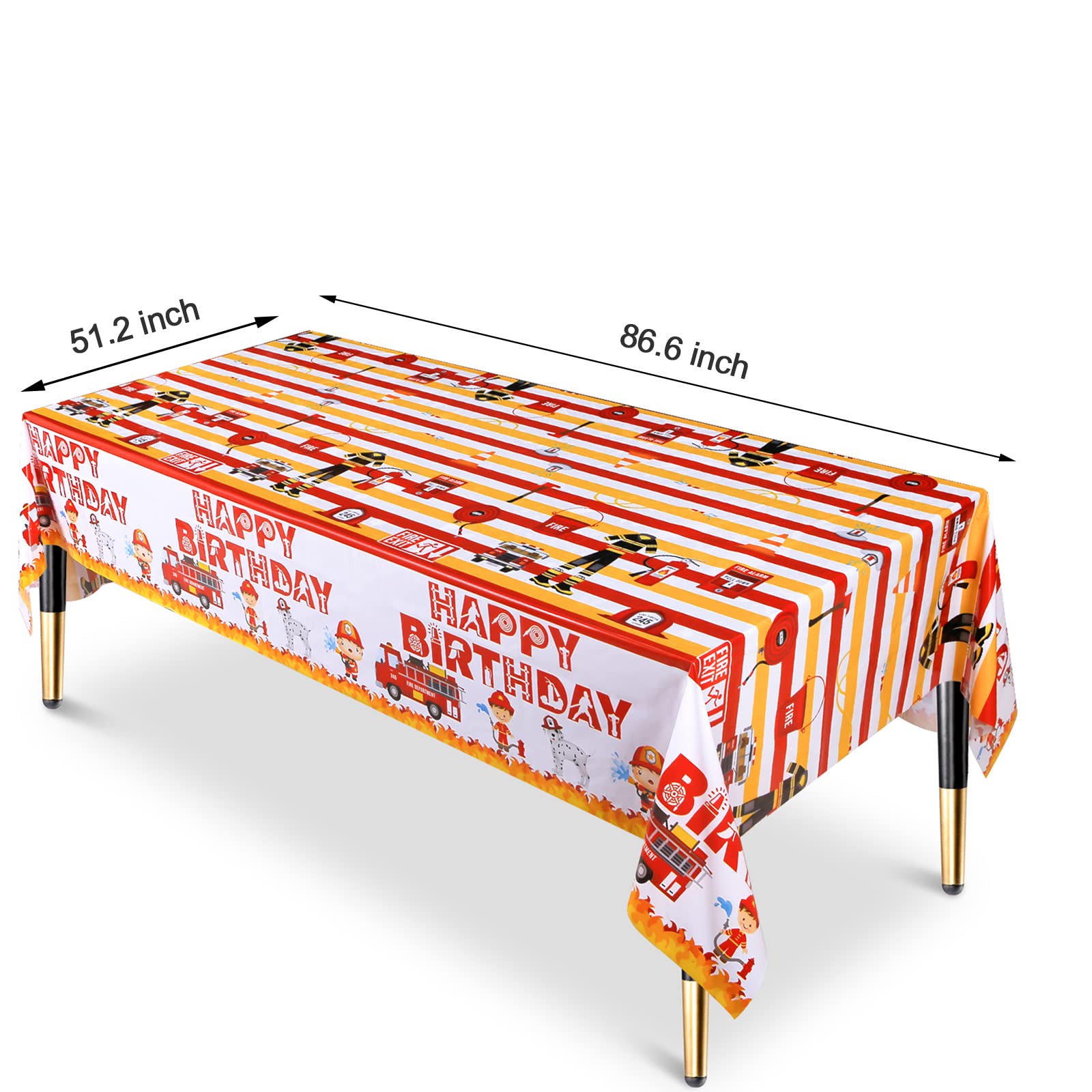 Lcoor 2-Pack Fire Truck Tablecloths - Disposable Plastic Firetruck Table Covers for Firefighter Theme Birthday Parties, Decorations & Supplies | Perfect for Kids' Birthday Decor, Fire Station Events & Themed Celebrations