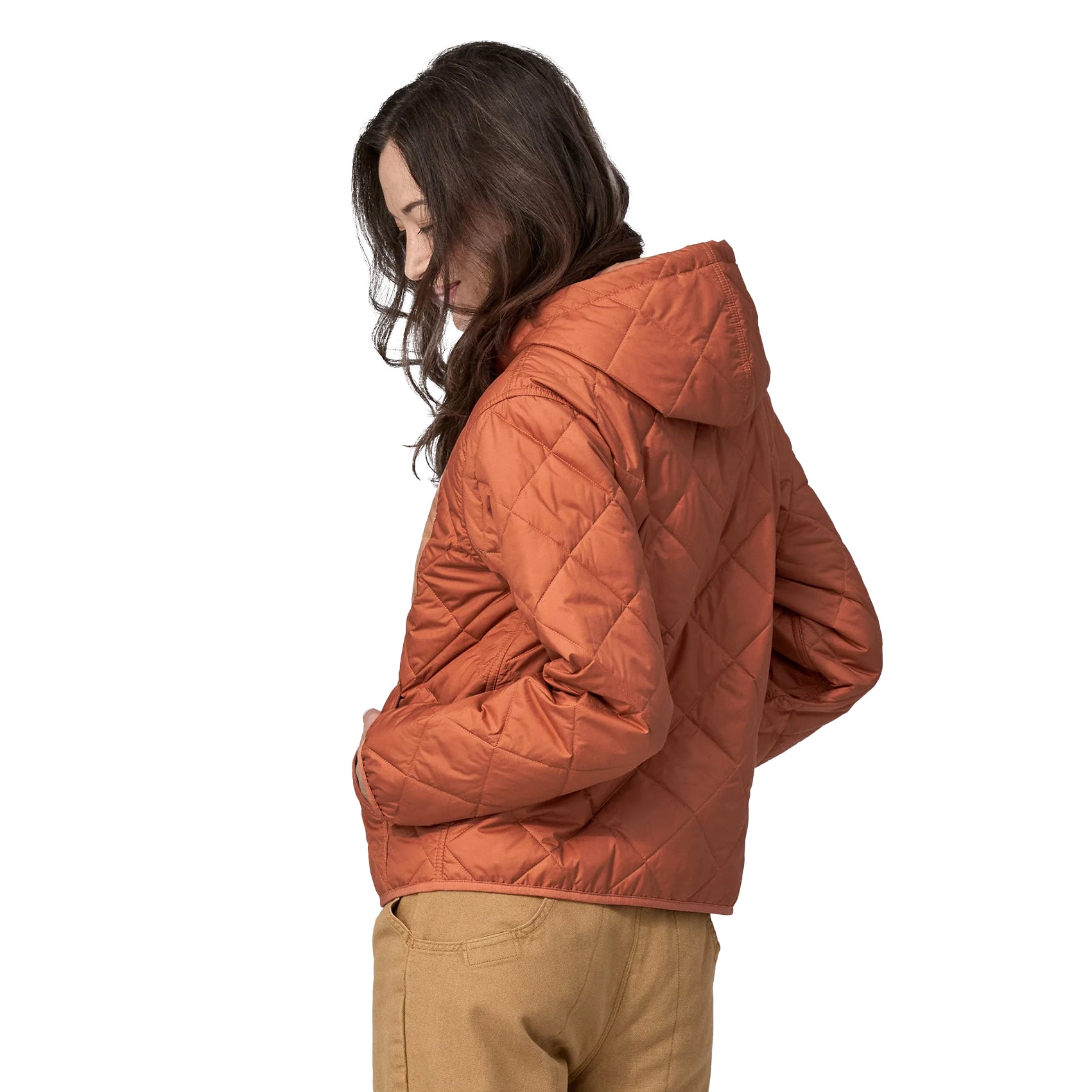 Women's Patagonia Diamond Quilted Bomber Hoodie Jacket - Lightweight Warm Winter Coat for Outdoor Hiking, Camping & Casual Wear