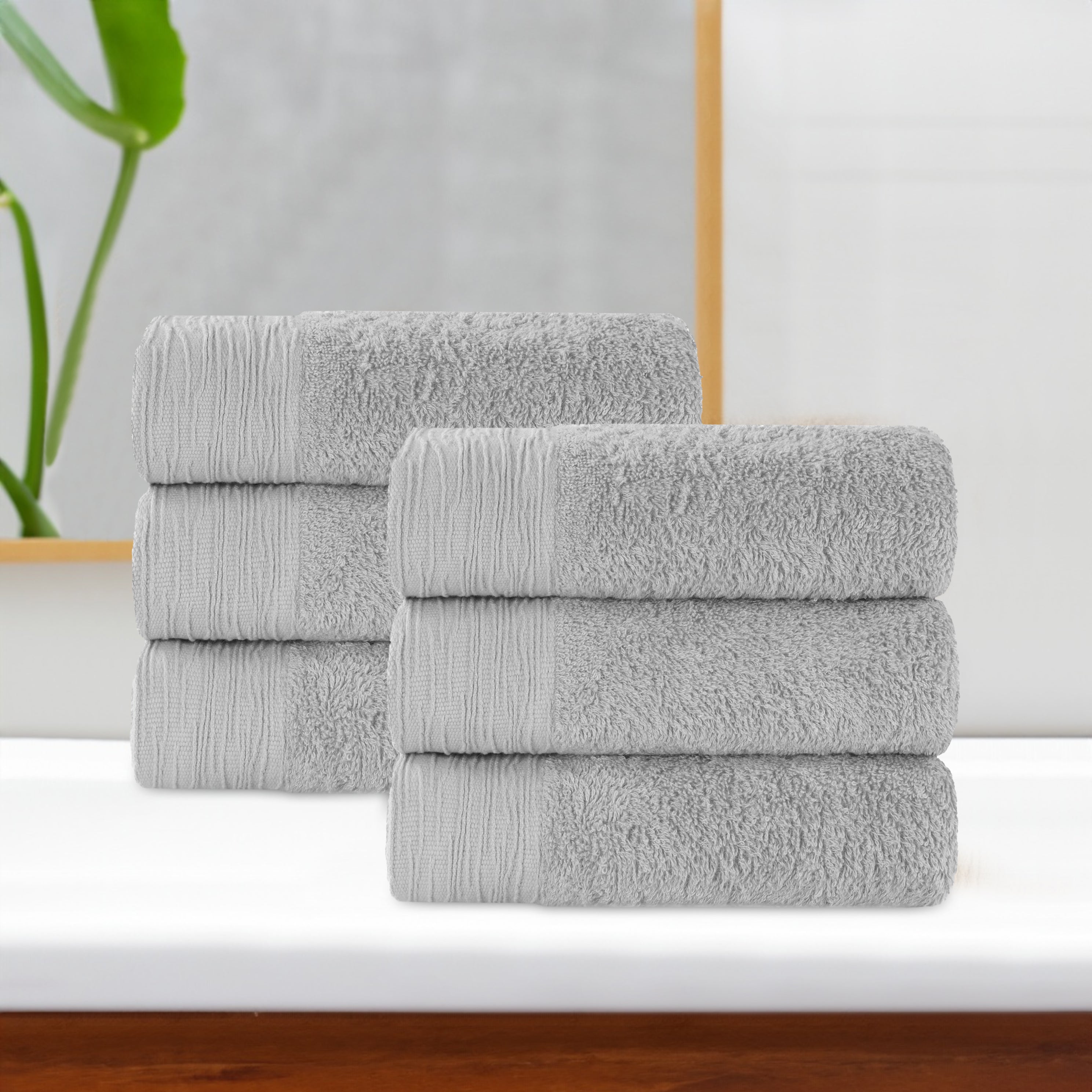 6-Pack Bamboo Rayon Eco-Friendly Fluffy Hand Towels | Soft, Absorbent & Sustainable | Perfect for Bathroom, Kitchen & Spa Use
