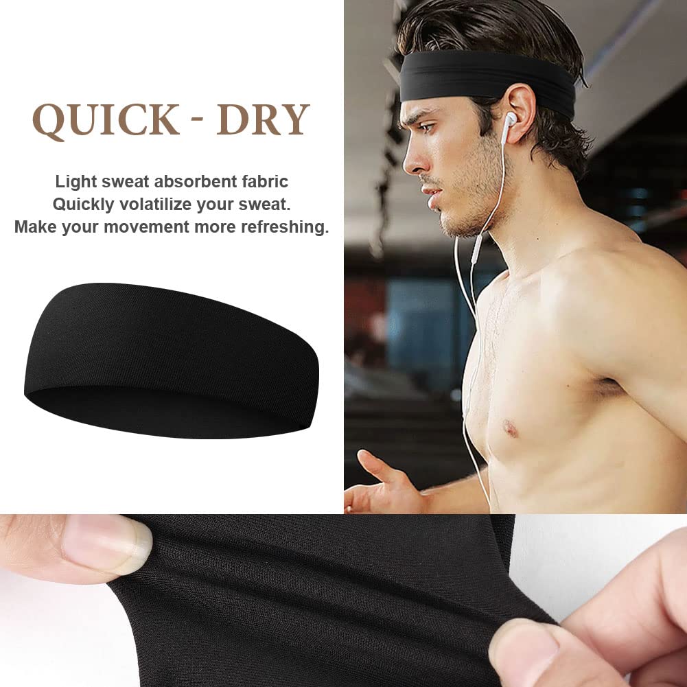 URAQT 4-Pack Unisex Sports Headbands - Breathable Cotton Yoga Headbands for Men & Women - Non-Slip Sweatband for Workout, Running, Cycling & Fitness - Perfect for Yoga, Gym, Tennis & Outdoor Activities