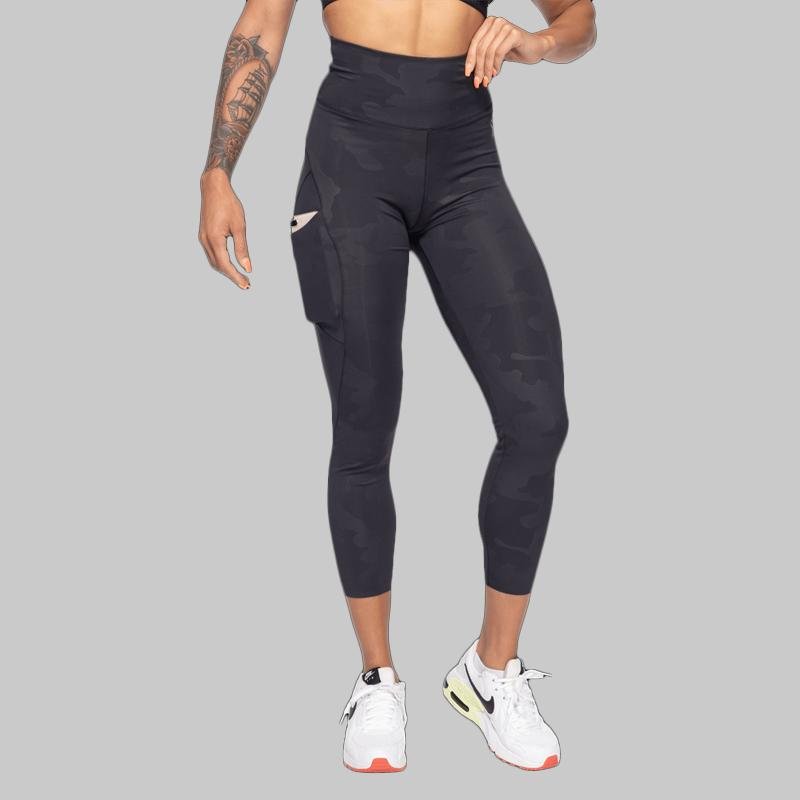 Better Bodies High Waist Leggings for Women - Black Camo Print Yoga Pants, Tummy Control Workout Leggings for Running, Gym & Lounge Wear