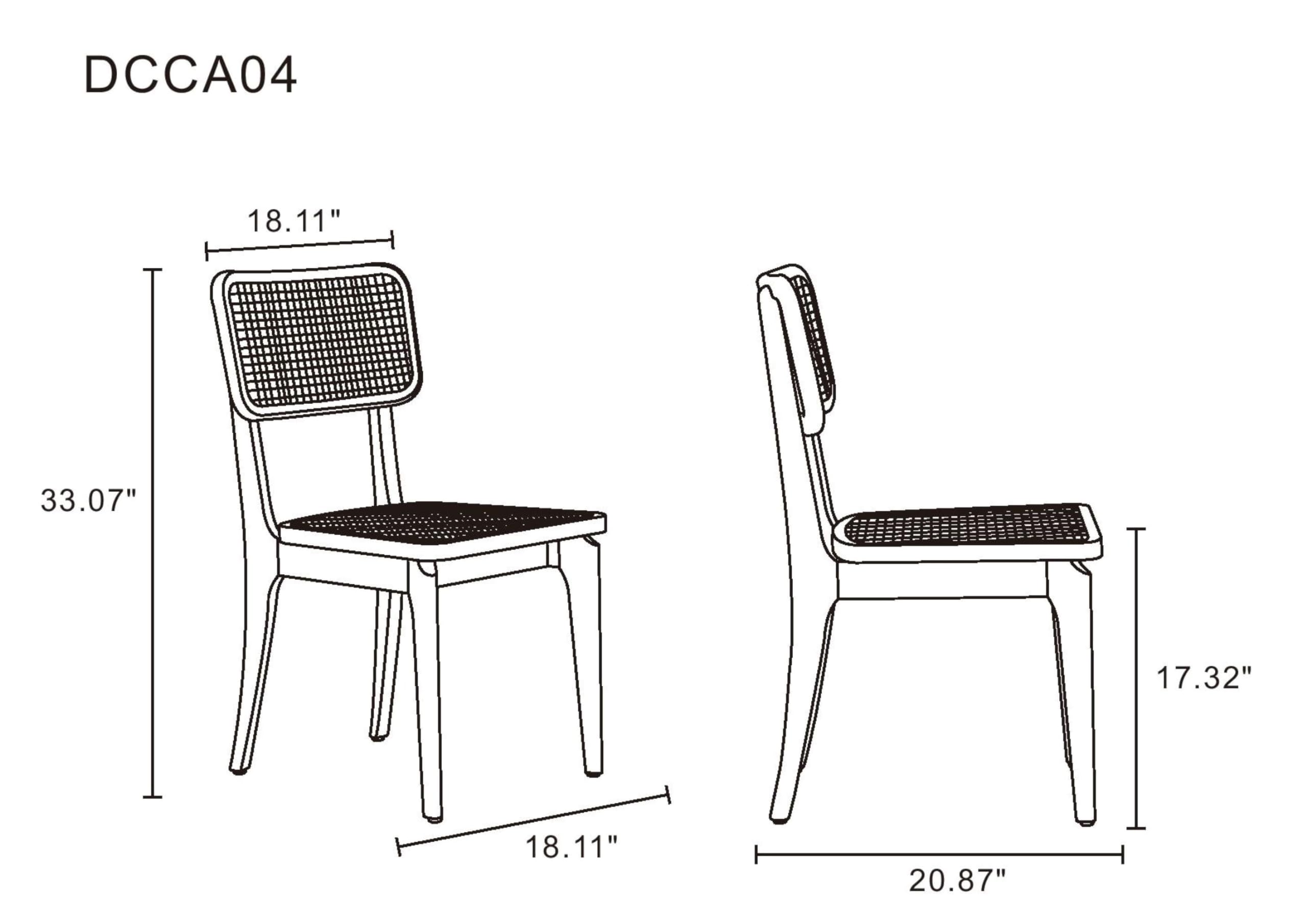 Giverny Rattan Wicker Cane Outdoor Dining Chairs Set of 4 - Black & Natural Cane Side Chairs for Patio, Restaurant, Bistro, Cafe, Pub & Indoor Dining Room - Weather-Resistant Rattan Furniture for Outdoor Entertaining & Al Fresco Dining