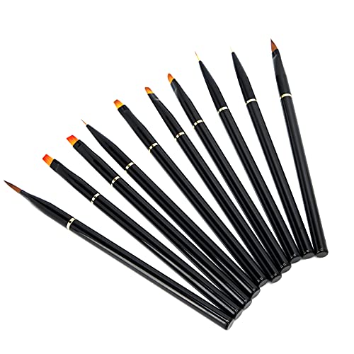 10pcs Nail Liner Brush Set with Ergonomic Handle - Professional Nail Art Brushes for Salon & Home Manicure - Lightweight & Easy to Hold for Precise Nail Designs, French Tips & Detailing